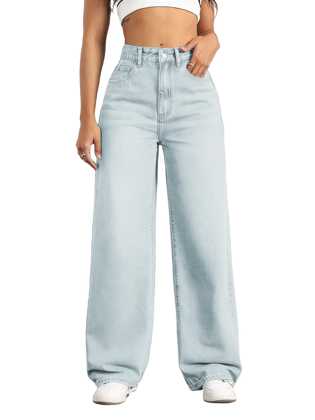 Straight Leg Jeans for Women,High Waisted Wide Leg Loose Stretchy Boyfriend Denim Pants Baggy Jeans for Women