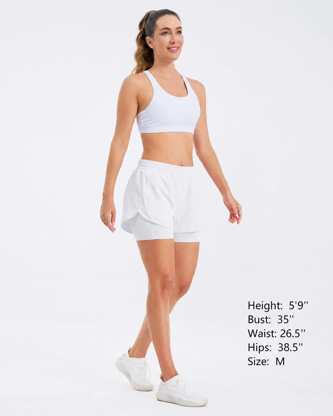 Stelle Women 2 in 1 Running Shorts High Waisted Athletic Shorts Gym Workout Shorts with Liner Zipper Pockets