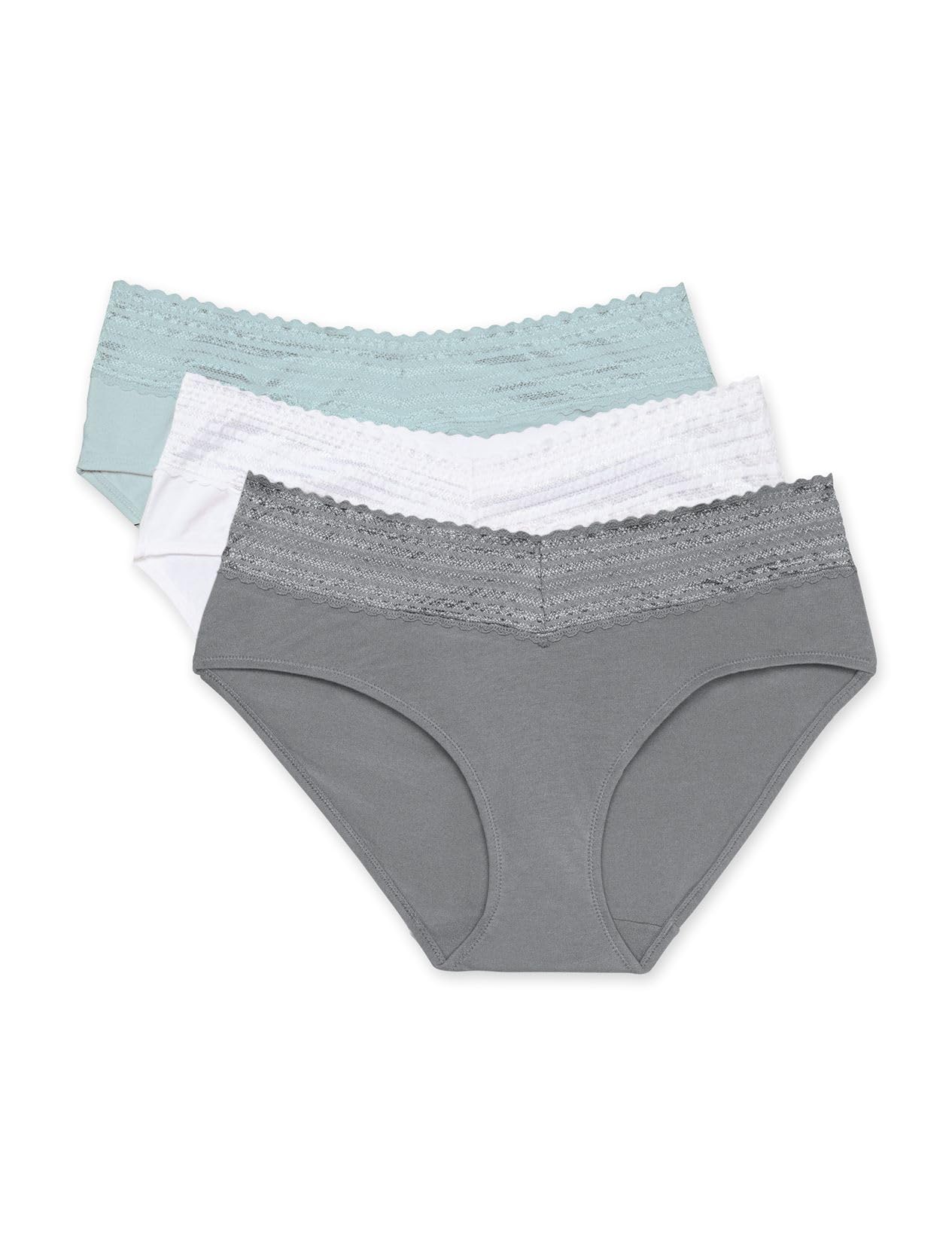 Warner's Women's Blissful Benefits Dig-Free Comfort Waist with Lace Cotton Hipster 3-Pack Ru2263w