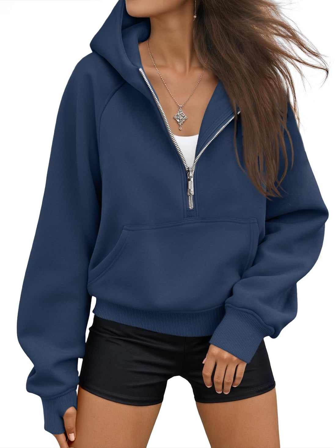 AUTOMET Womens Hoodies Half Zip Up Casual Comfort Fall Clothes 2026 | Fleece lined, hooded, jackets with pockets, travel airport Outfits, y2k sweatshirts, cute loung wear, winter sweaters