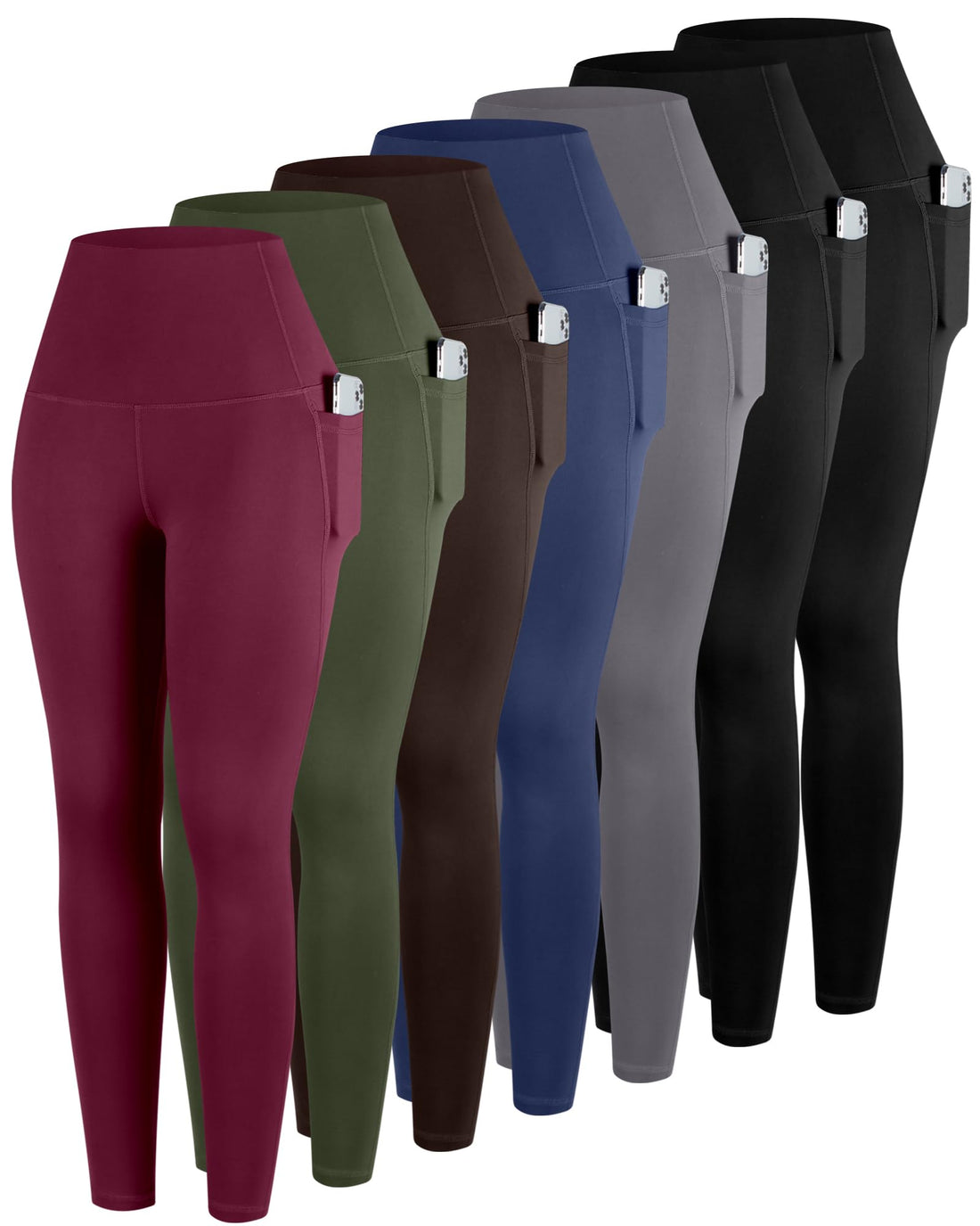 ATHVOTAR Leggings with Pockets for Women, 7 Packs High Waisted Workout Tummy Control Yoga Pants