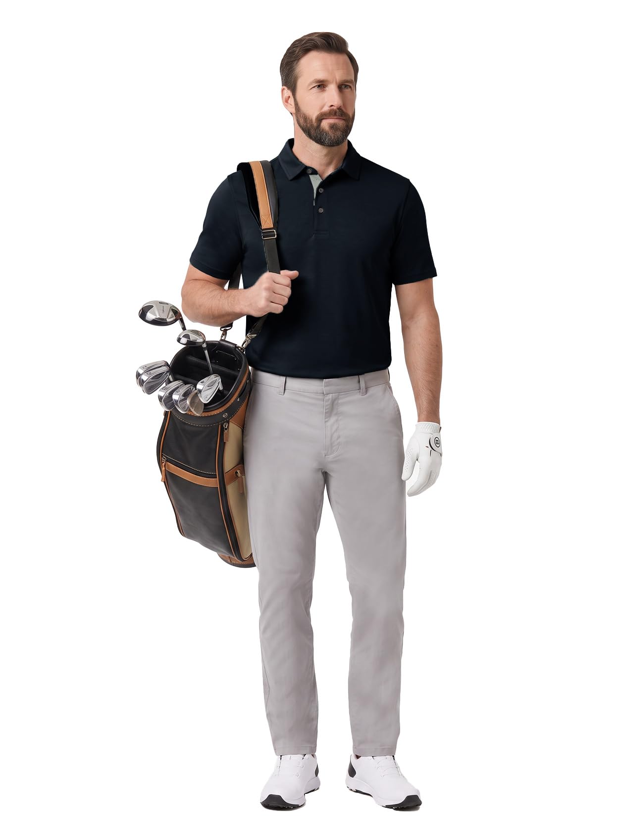 M MAELREG Mens Golf Shirt Short Sleeve Moisture Wicking Slim Fit Performance Casual Roma Knit Golf Polo Shirts for Men