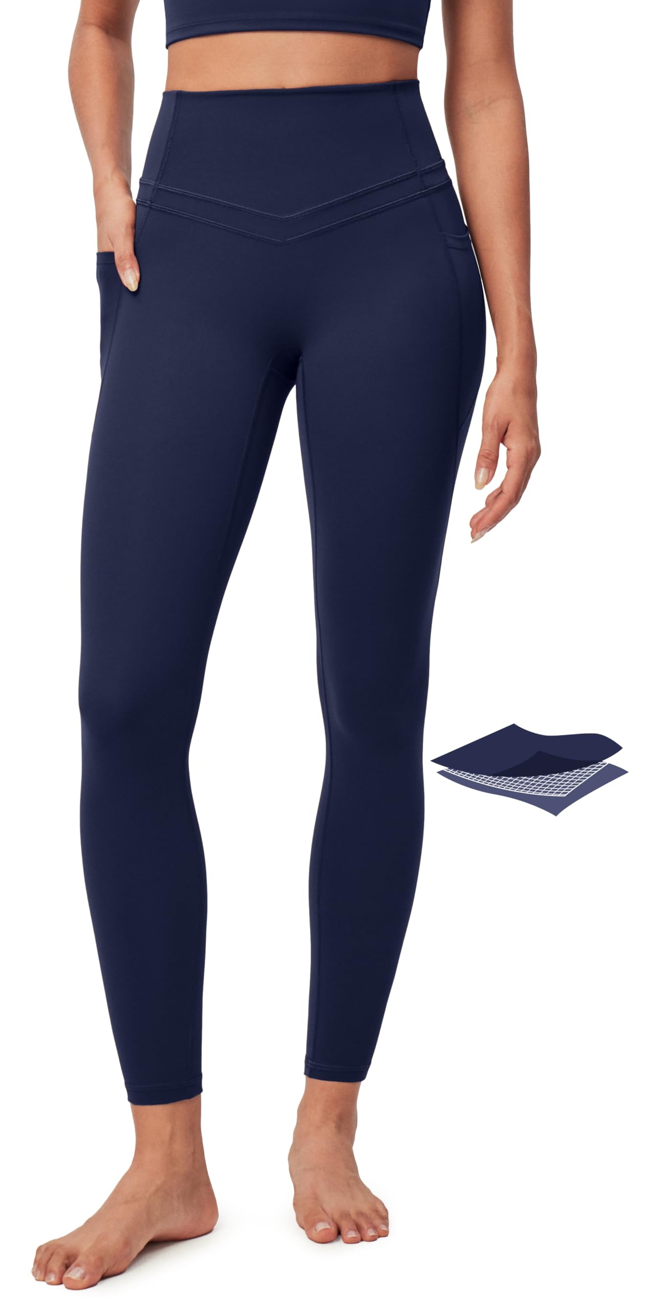 IUGA Compression Leggings with Pockets for Women Tummy Control Leggings No Front Seam Workout High Waist Yoga Pants