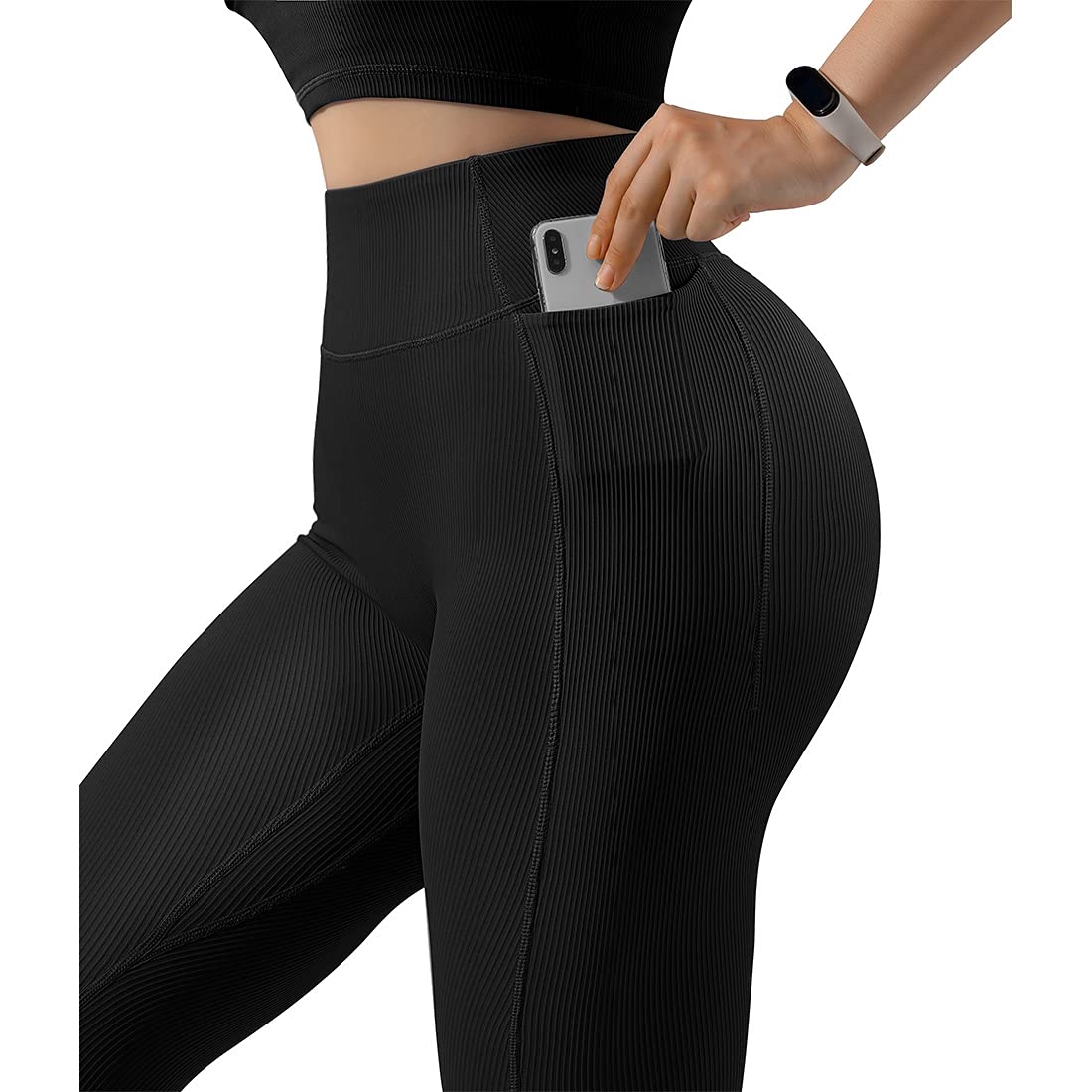 SUUKSESS Women Ribbed Seamless Leggings High Waisted Workout Gym Yoga Pants