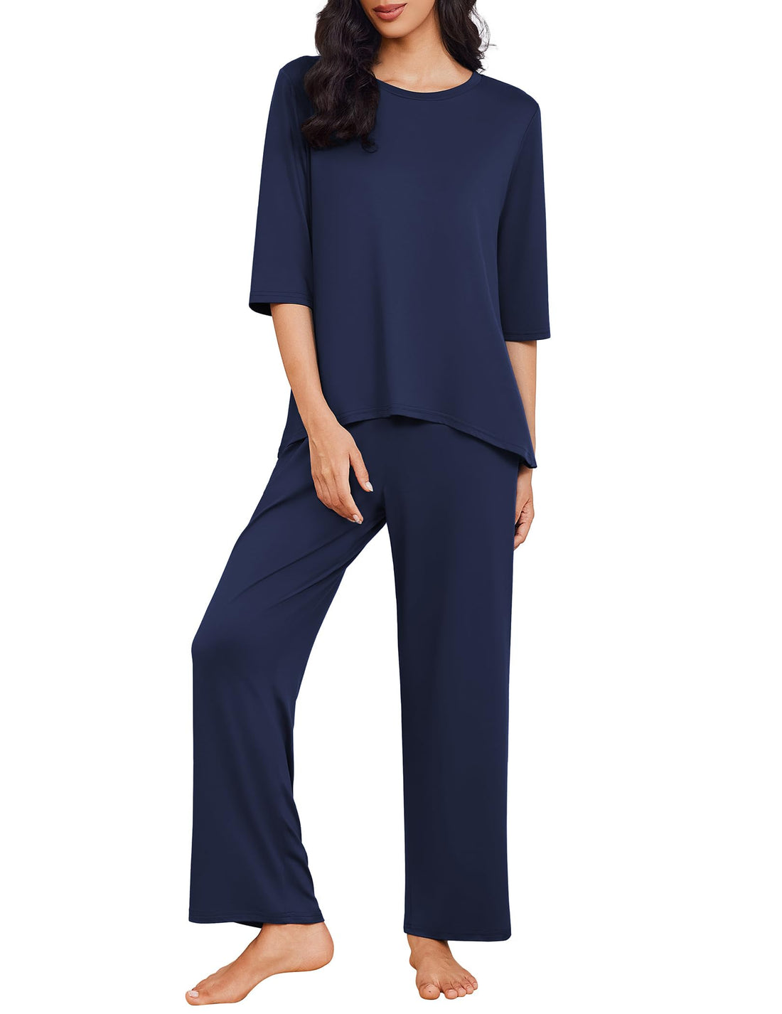 Ekouaer Womens Pajamas Set 2 Piece 3/4 Sleeve Tops Long Pants Pj Set