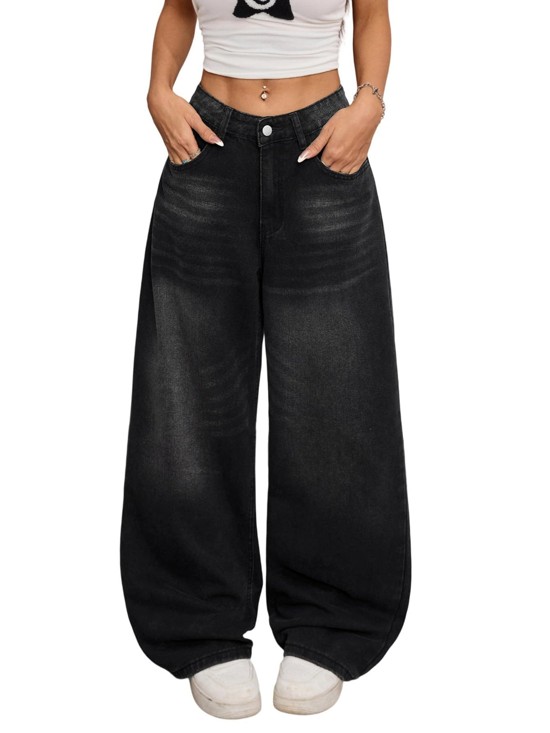 Womens Baggy Jeans Wide Leg Denim Pants Y2k 90s Vintage Hip Hop Loose Long Trousers Streetwear