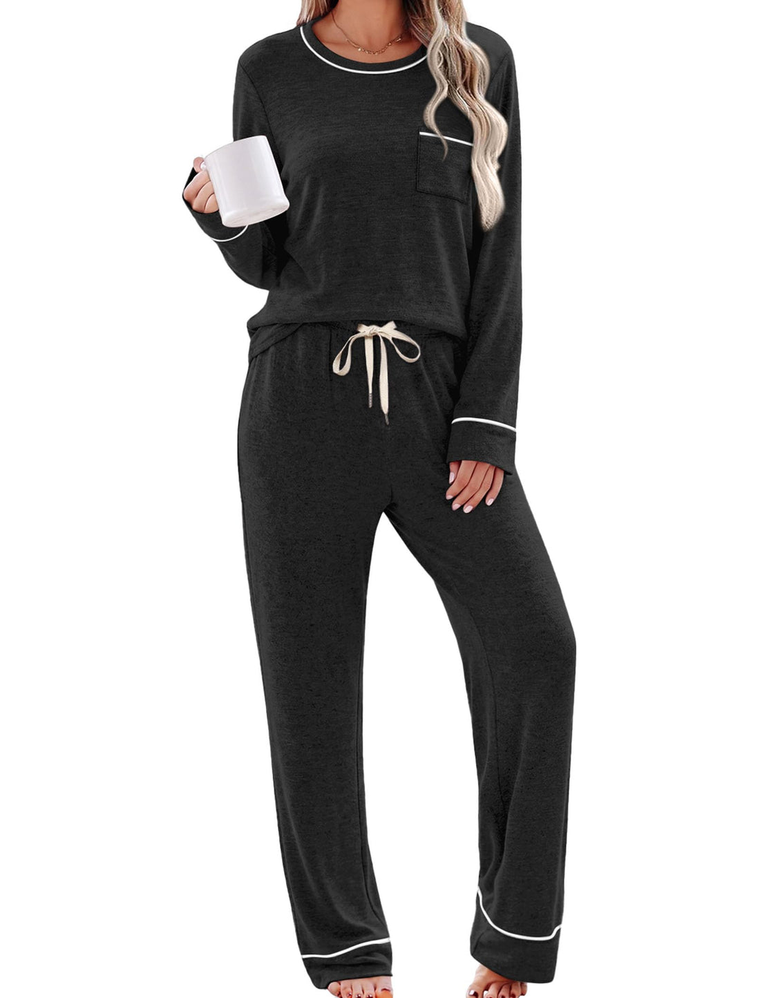 WIHOLL Pajamas for Women Set Soft Pjs Long Sleeve Two Piece Lounge Sets