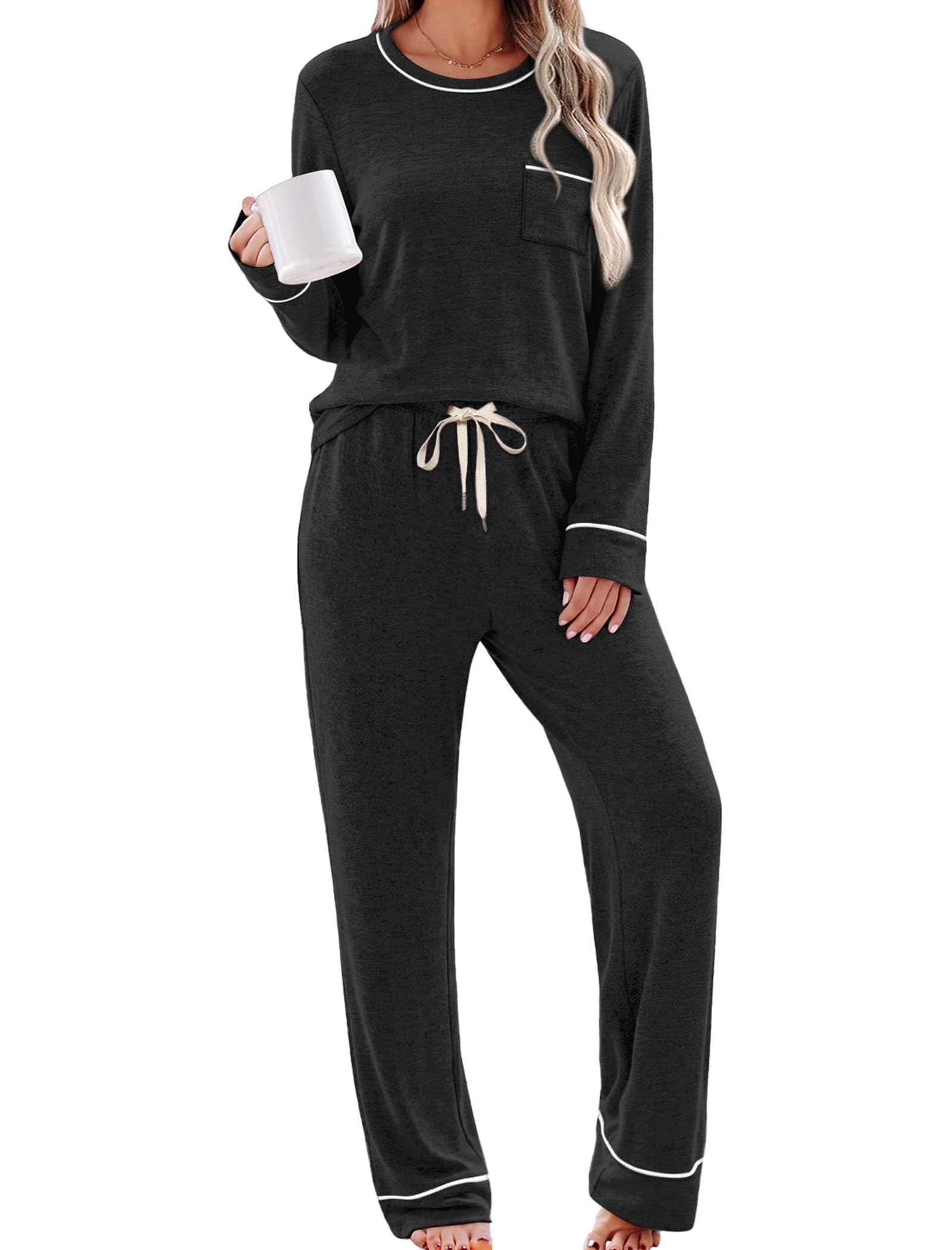 WIHOLL Pajamas for Women Set Soft Pjs Long Sleeve Two Piece Lounge Sets