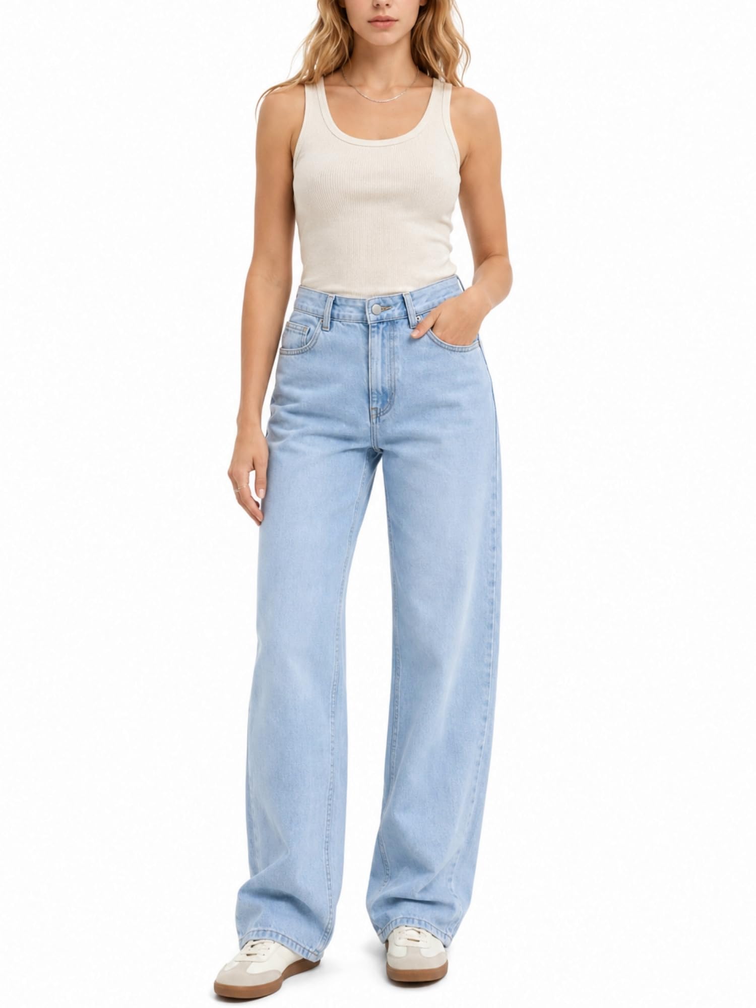 Straight Leg Jeans for Women Mid Waisted Casual Washed Vintage Loose Fit Boyfriend Jeans Denim Pants