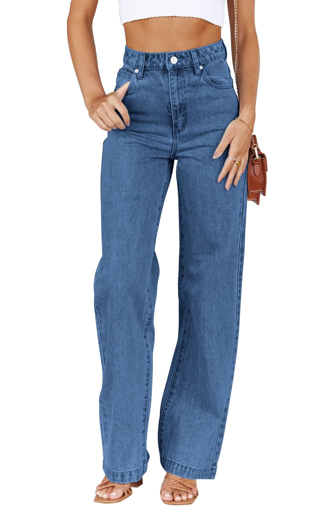 Cicy Bell Women's High Waisted Petite Jeans Boyfriend Baggy Straight Leg Casual Denim Pants with Pockets