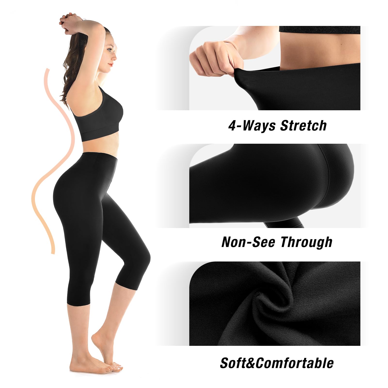 Walifrey Capri Leggings for Women, Buttery Soft High Waisted Leggings for Gym Yoga Workout