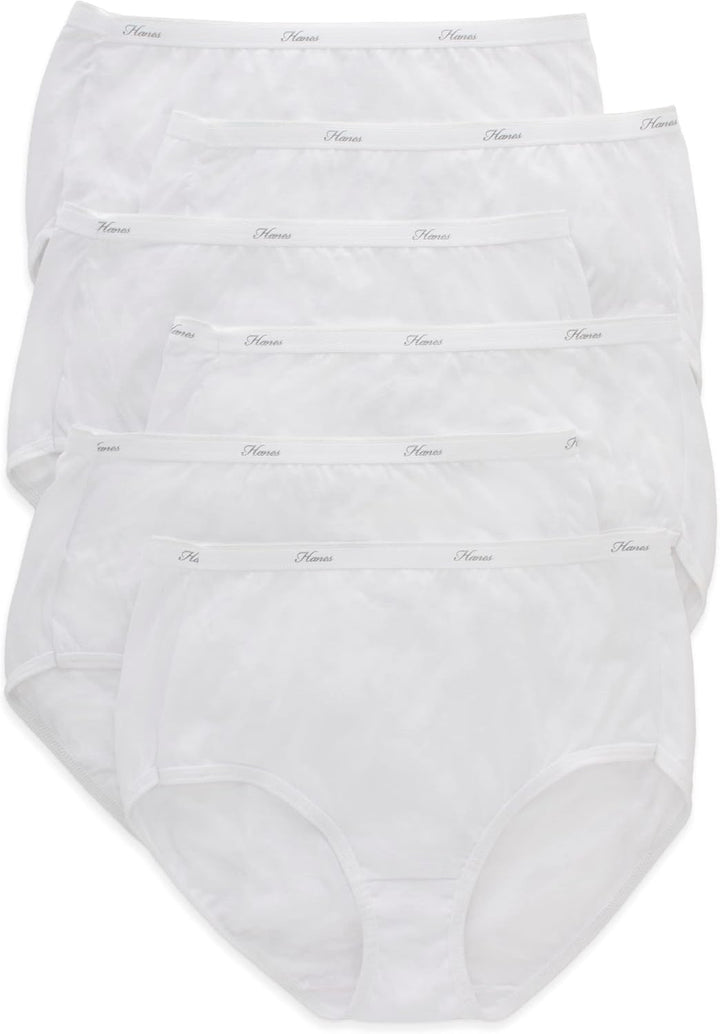 Hanes womens High-waisted Brief Panties, 6-pack, Moisture-wicking Cotton Brief Underwear (Colors May Vary)