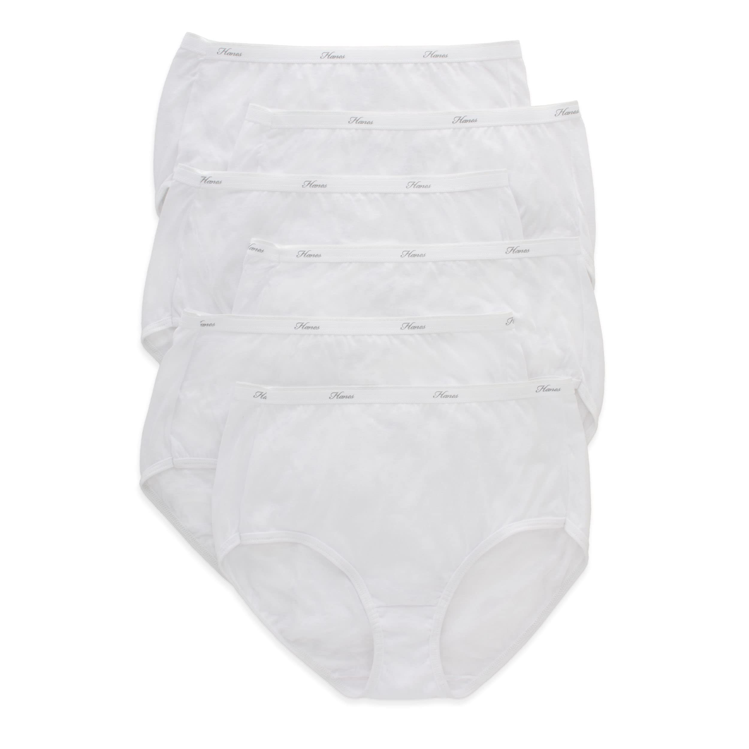 Hanes womens High-waisted Brief Panties, 6-pack, Moisture-wicking Cotton Brief Underwear (Colors May Vary)