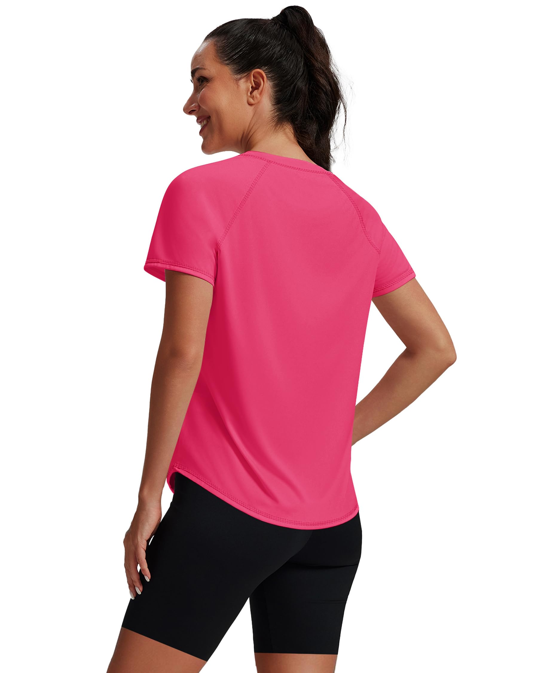 NIASHOT Womens Workout Tops Short Sleeve Yoga Pilates Outfits Athletic Gym Running UV Protection Shirts with Mesh