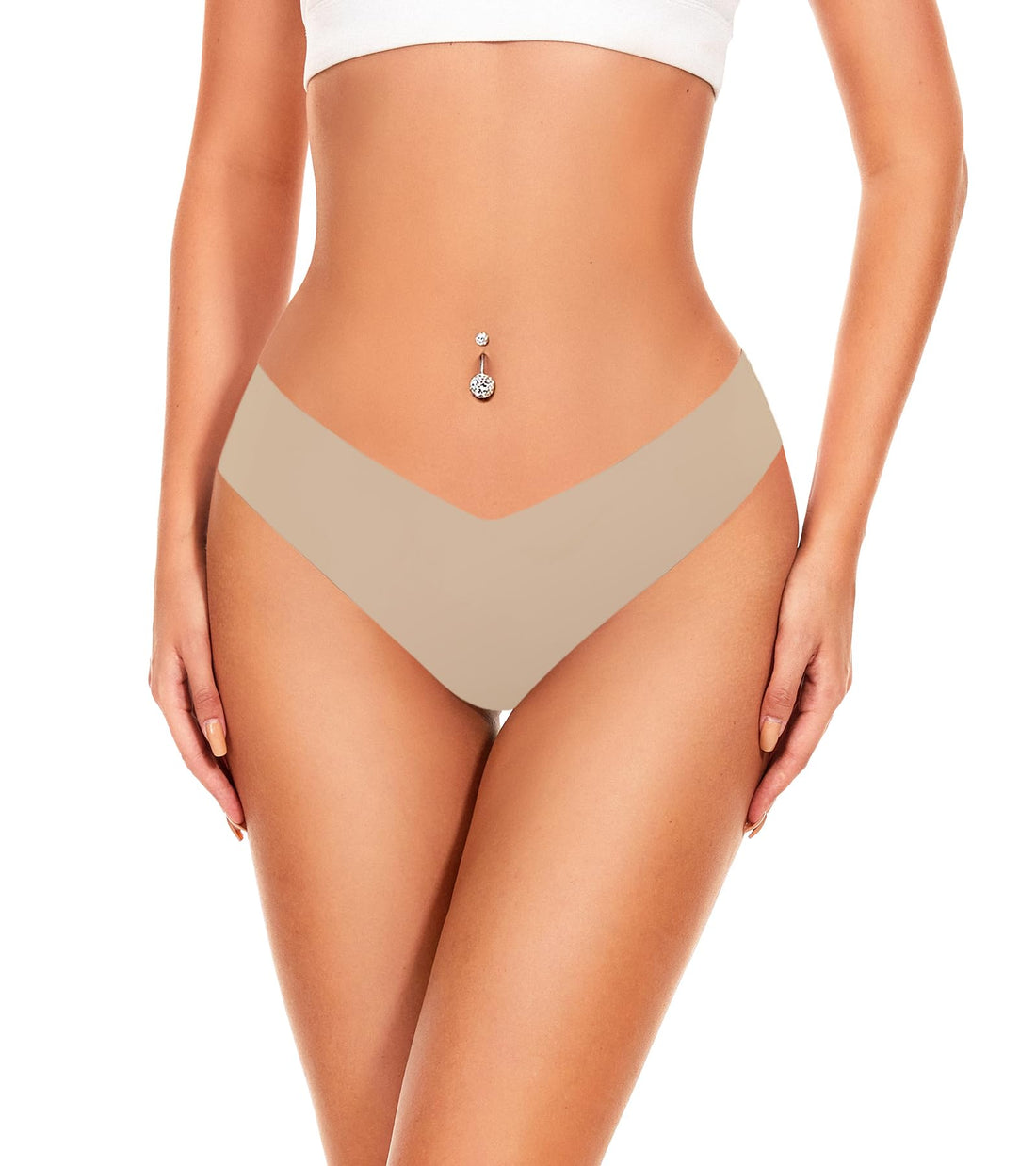 Seamless Thongs For Women V-waisted No Show Underwear 6-Pack | No Show Thong Seamless Panties Breathable Comfortable Underwear