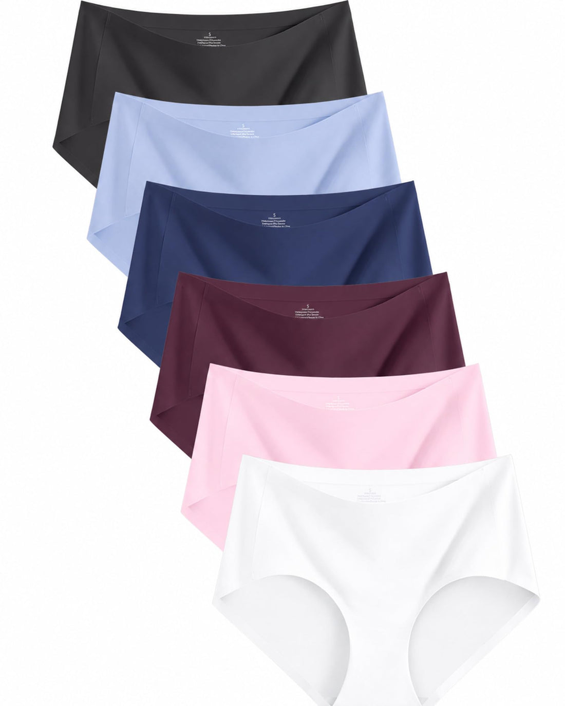 FINETOO 6 Pack Womens Seamless Underwear Full Coverage No Show Hipster Panties Sexy Stretchy Invisible Briefs Bikini Lingerie