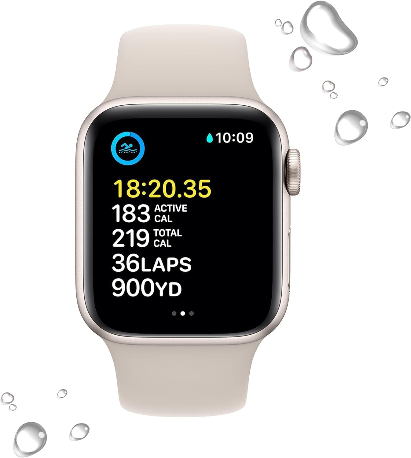 Apple Watch SE (2nd Gen) (GPS, 40mm) - Starlight Aluminum Case with Starlight Sport Band, S/M (Renewed Premium)