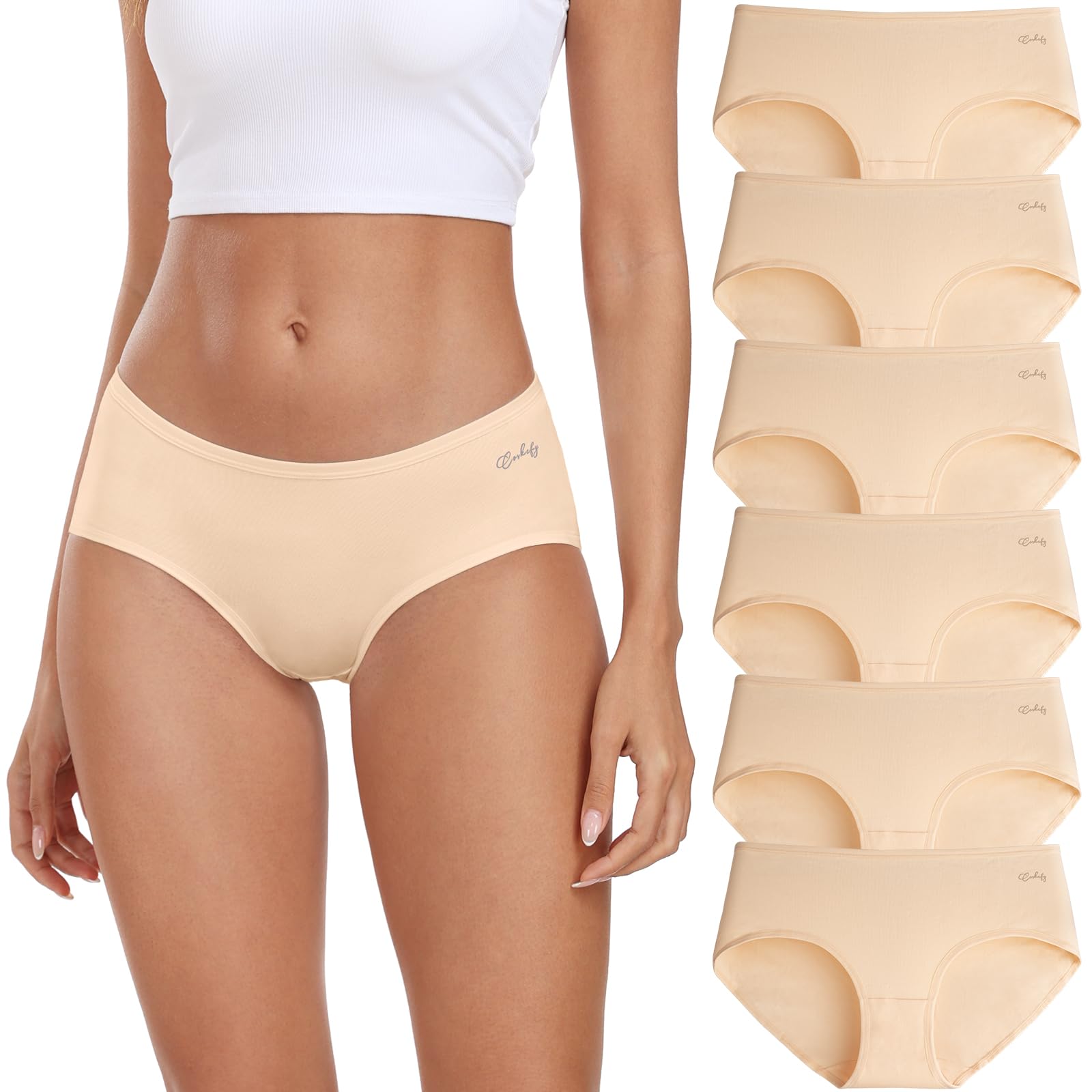 coskefy Womens Underwear Cotton Hipster Panties,Low Rise Breathable,6 Pack