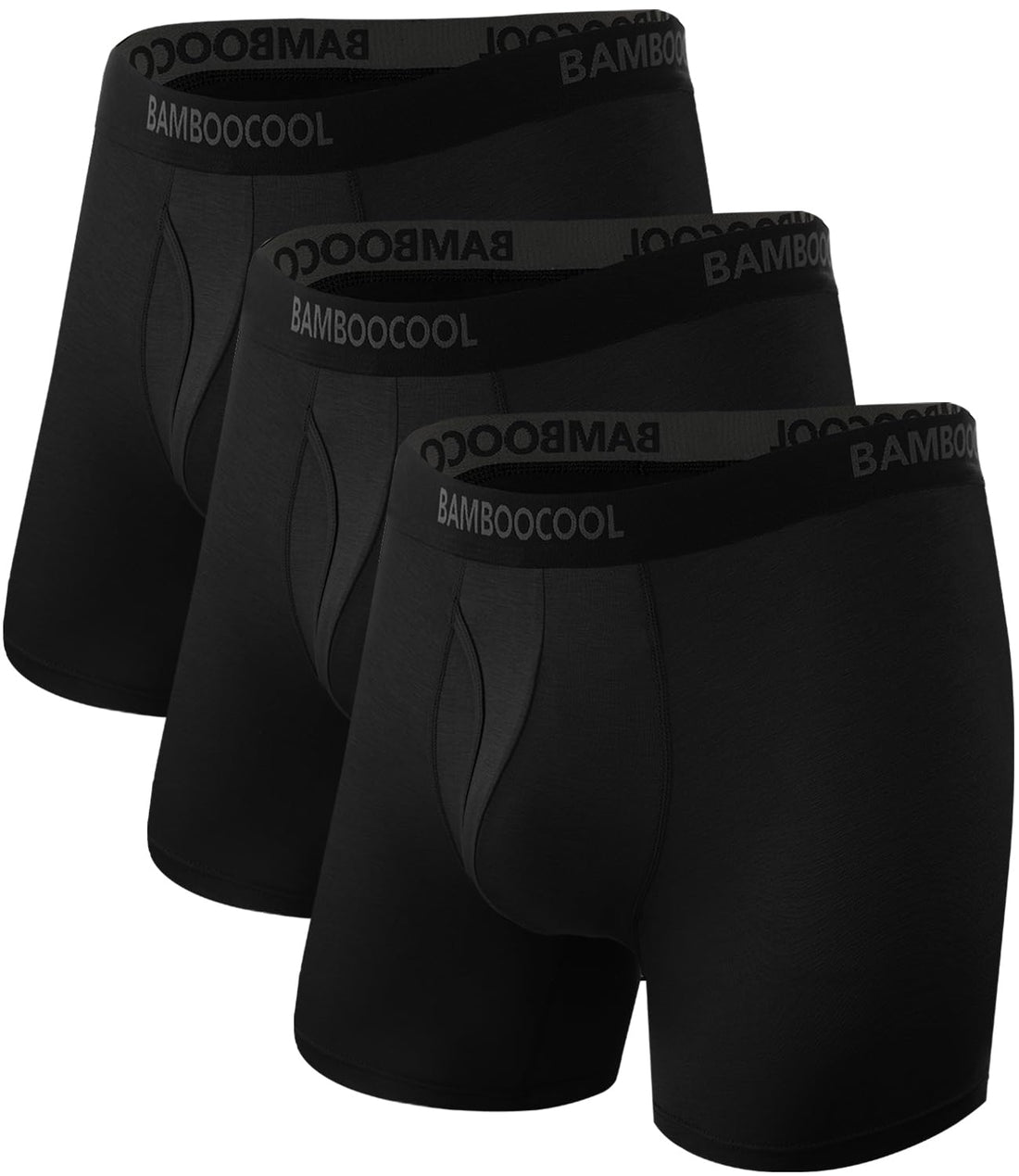 BAMBOO COOL Men's Underwear Breathable Boxer Briefs with Fly Moisture-Wicking Lightweight Underwear 7-Pack