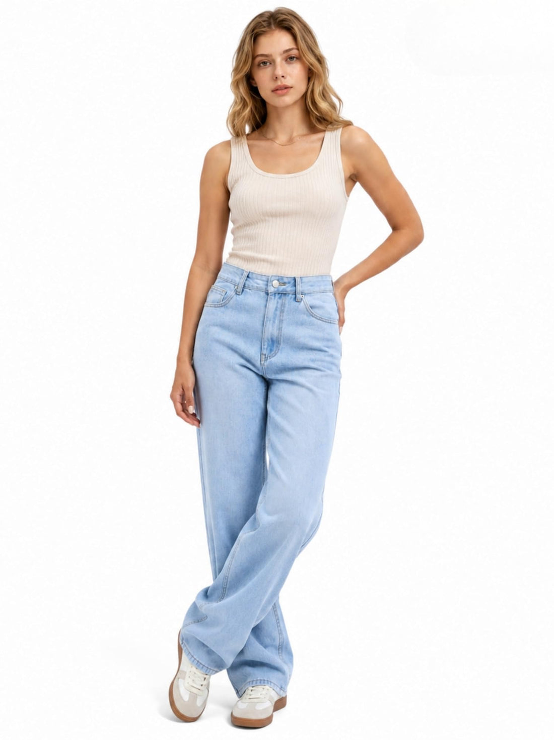 Straight Leg Jeans for Women Mid Waisted Casual Washed Vintage Loose Fit Boyfriend Jeans Denim Pants