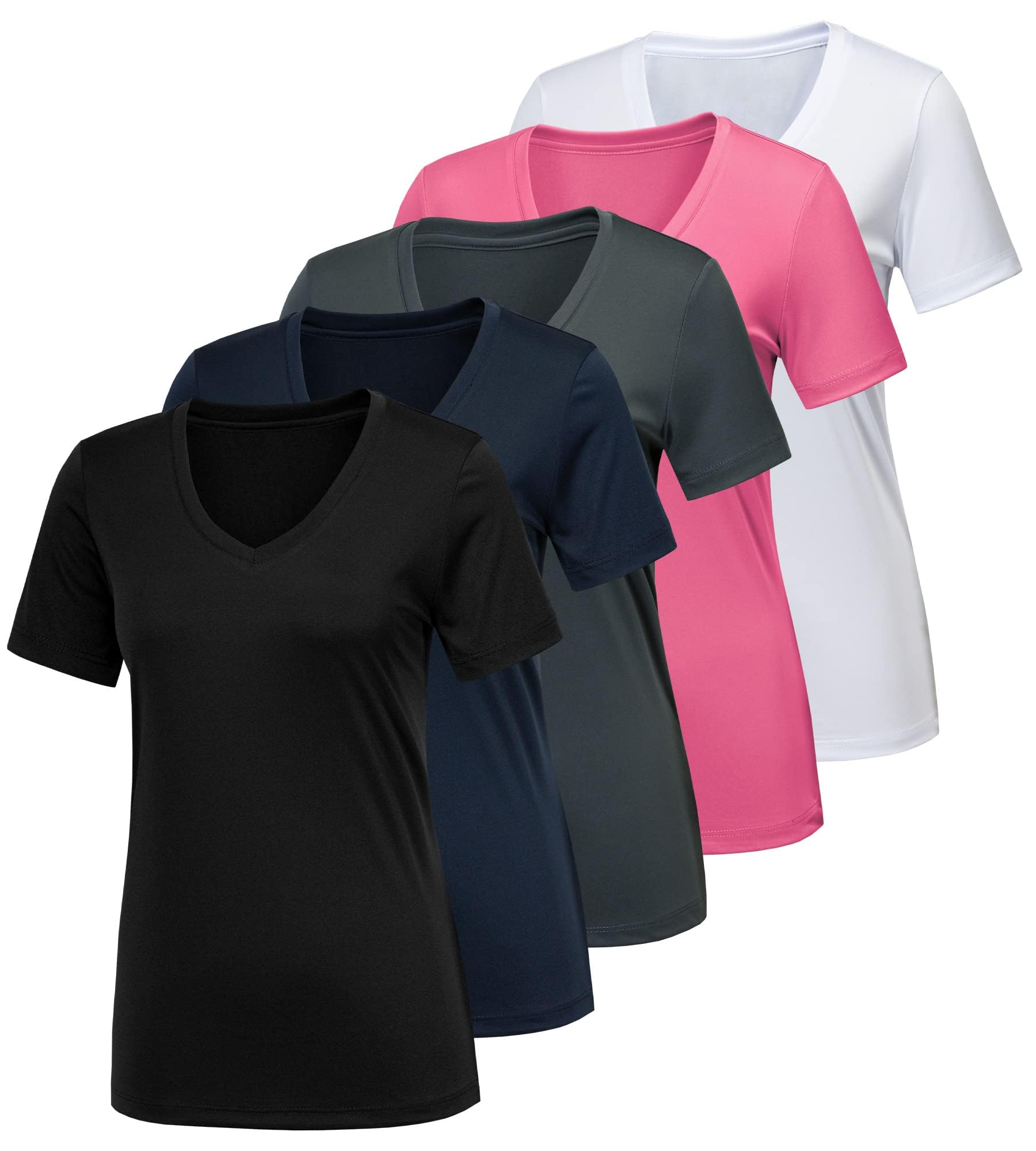 CE' CERDR 5/7 Pack Workout Shirts for Women, Moisture Wicking Quick Dry Active Athletic Women's Gym Performance T Shirts