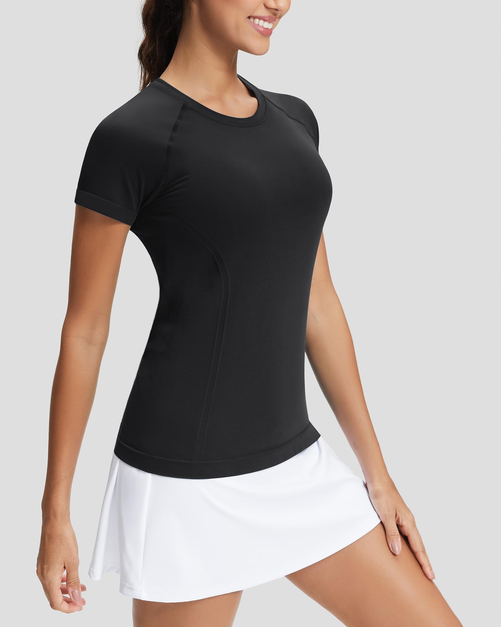Stelle Womens Workout Tops Short Sleeve Seamless Athletic Shirts Yoga Gym Running T-Shirts