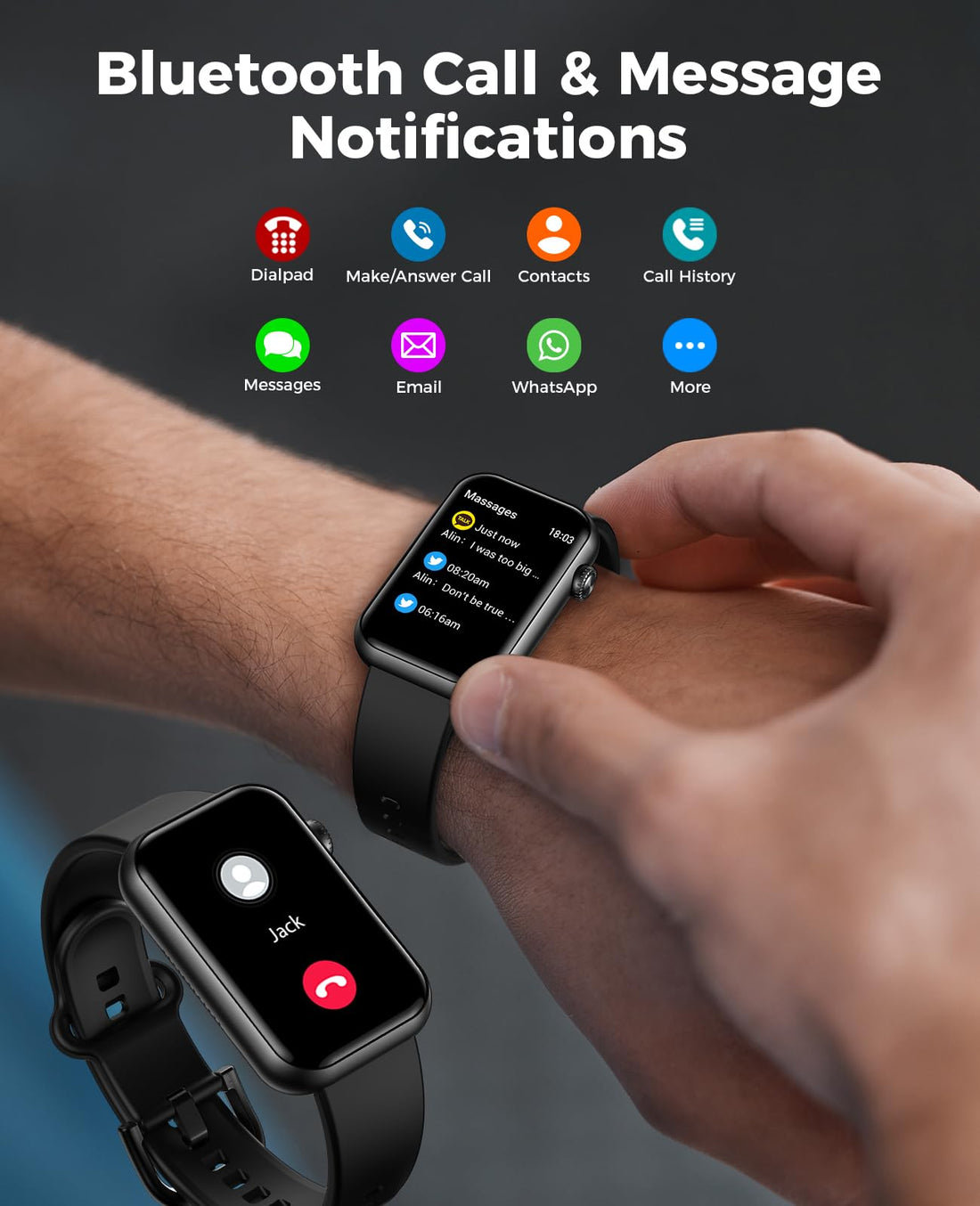 Smart Watch Fitness Tracker, Bluetooth Call, 24/7 Health Monitor for Women