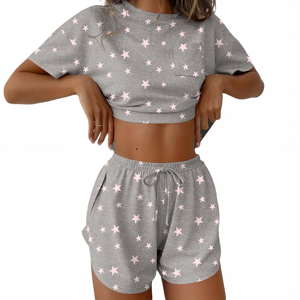 Ekouaer Womens Pajama Sets Sexy Lounge Sets Side Split Short Pj Sets