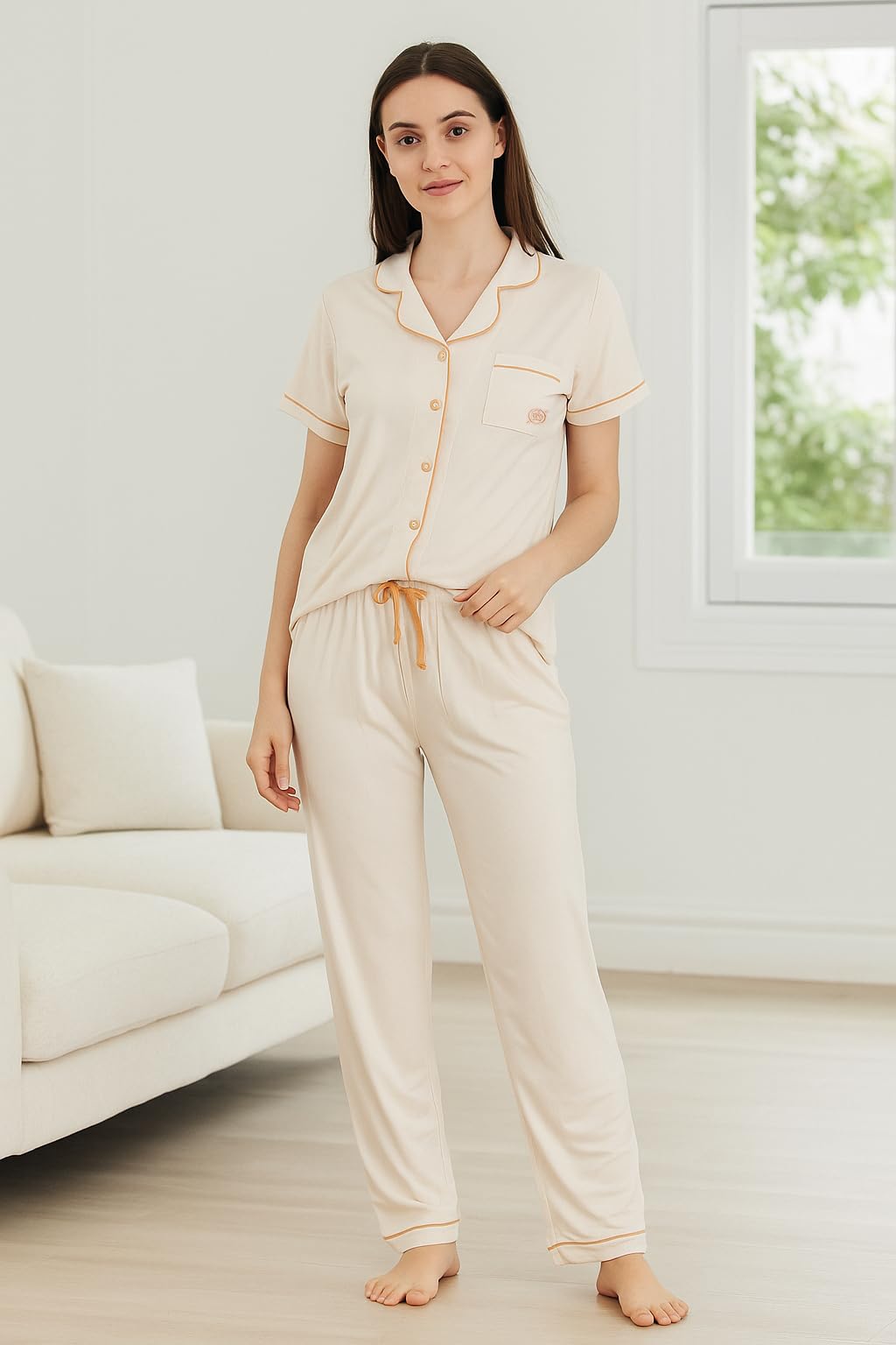 BORN Pajamas for Women Set Button Down