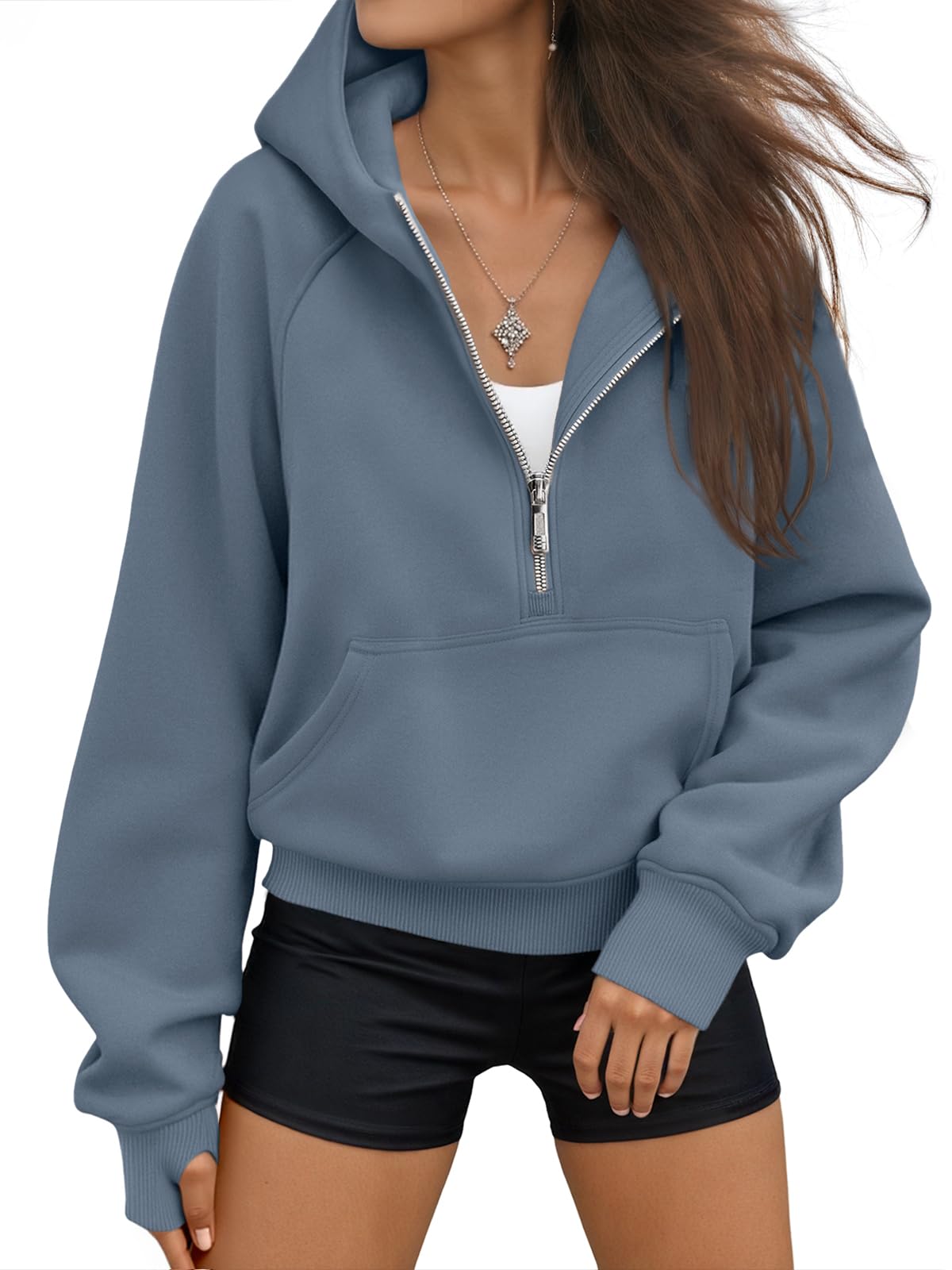 AUTOMET Womens Hoodies Half Zip Up Casual Comfort Fall Clothes 2026 | Fleece lined, hooded, jackets with pockets, travel airport Outfits, y2k sweatshirts, cute loung wear, winter sweaters