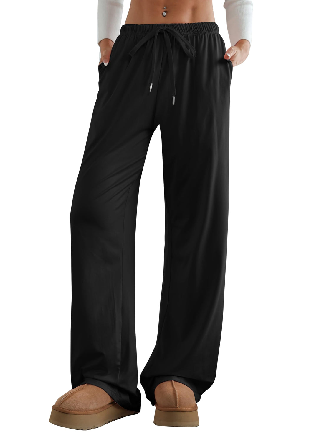 Women's Wide Leg Lounge Pants with Pockets 22/30 Inseam