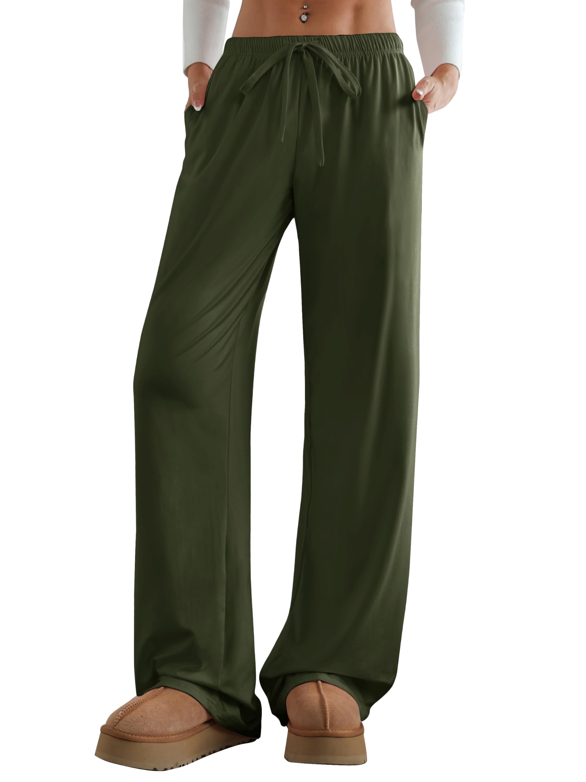 Women's Wide Leg Lounge Pants with Pockets 22/30 Inseam