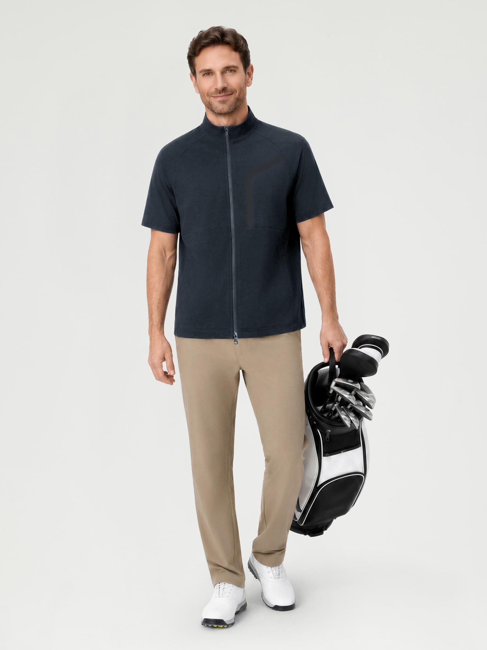 M MAELREG Short Sleeve Golf Jackets for Men with Full Zipper Lightweight UPF50+ Hiking Vests For Men with Button Pockets