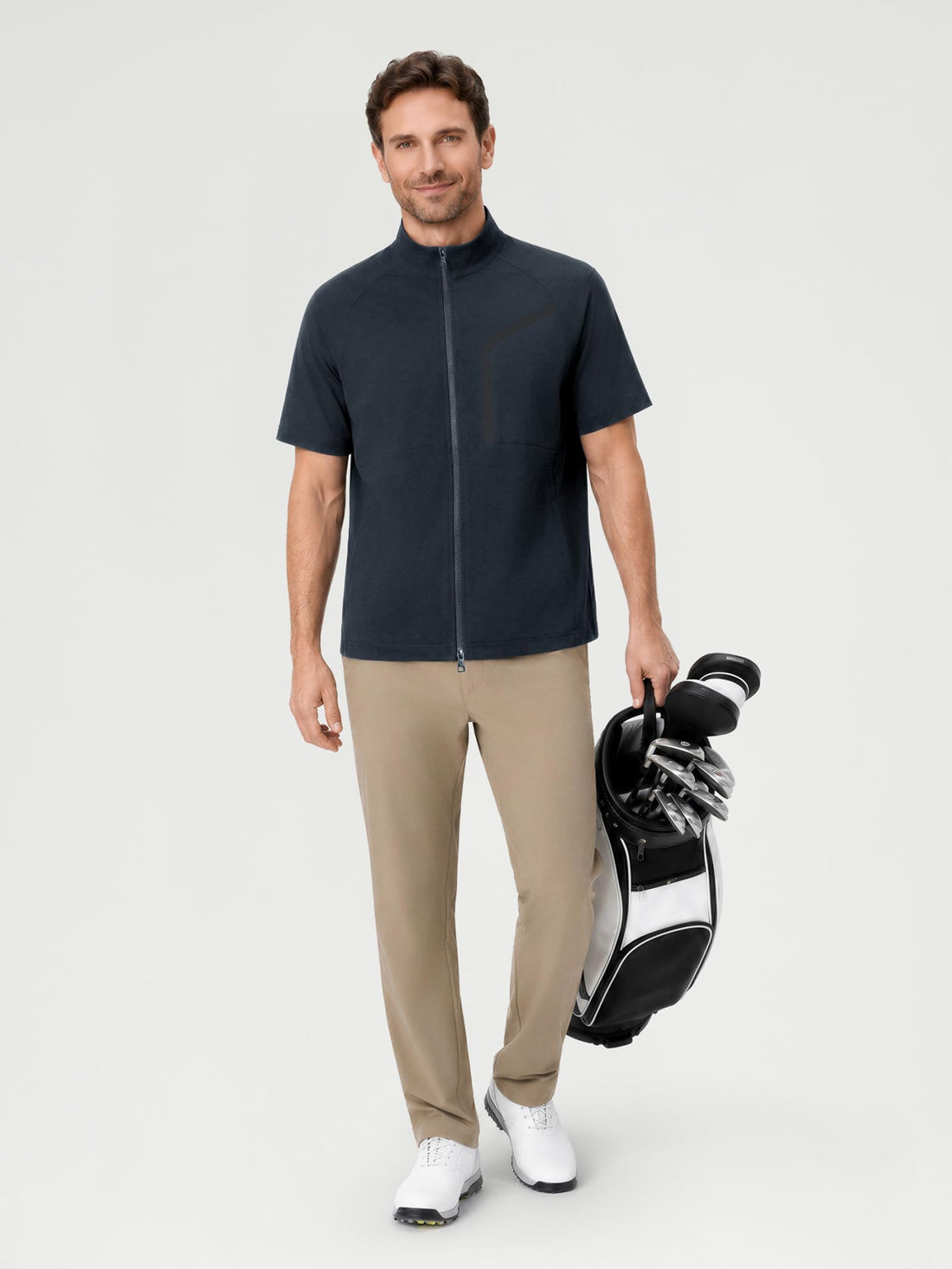 M MAELREG Short Sleeve Golf Jackets for Men with Full Zipper Lightweight UPF50+ Hiking Vests For Men with Button Pockets