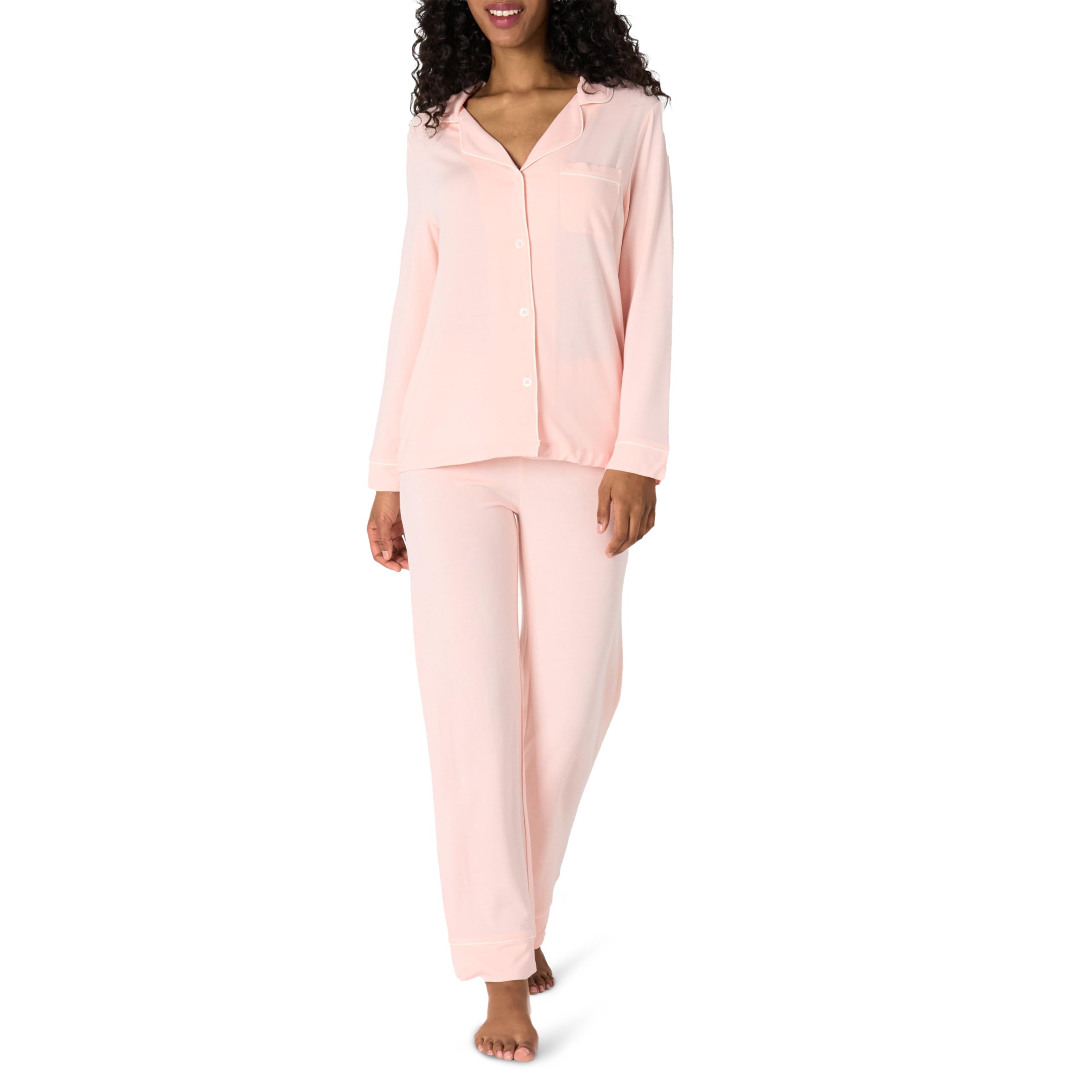 Amazon Essentials x Sofia Grainge Women's Stretch Modal Long-Sleeve Button-Front Top and Full-Length Bottom Pajama Set