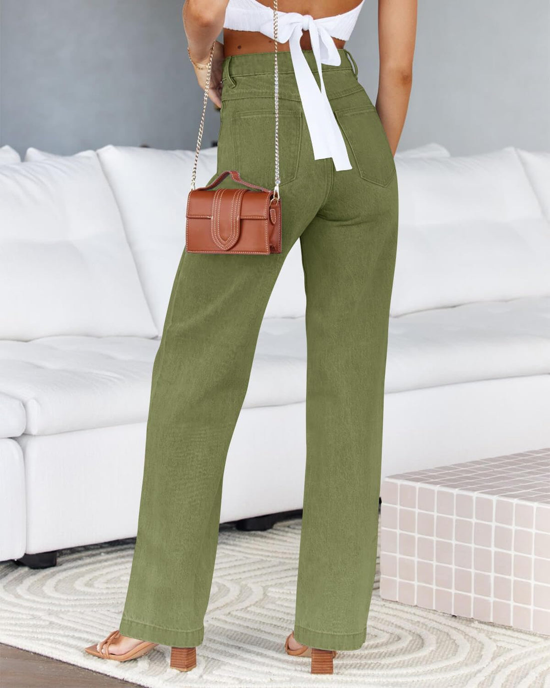 Cicy Bell Women's High Waisted Petite Jeans Boyfriend Baggy Straight Leg Casual Denim Pants with Pockets