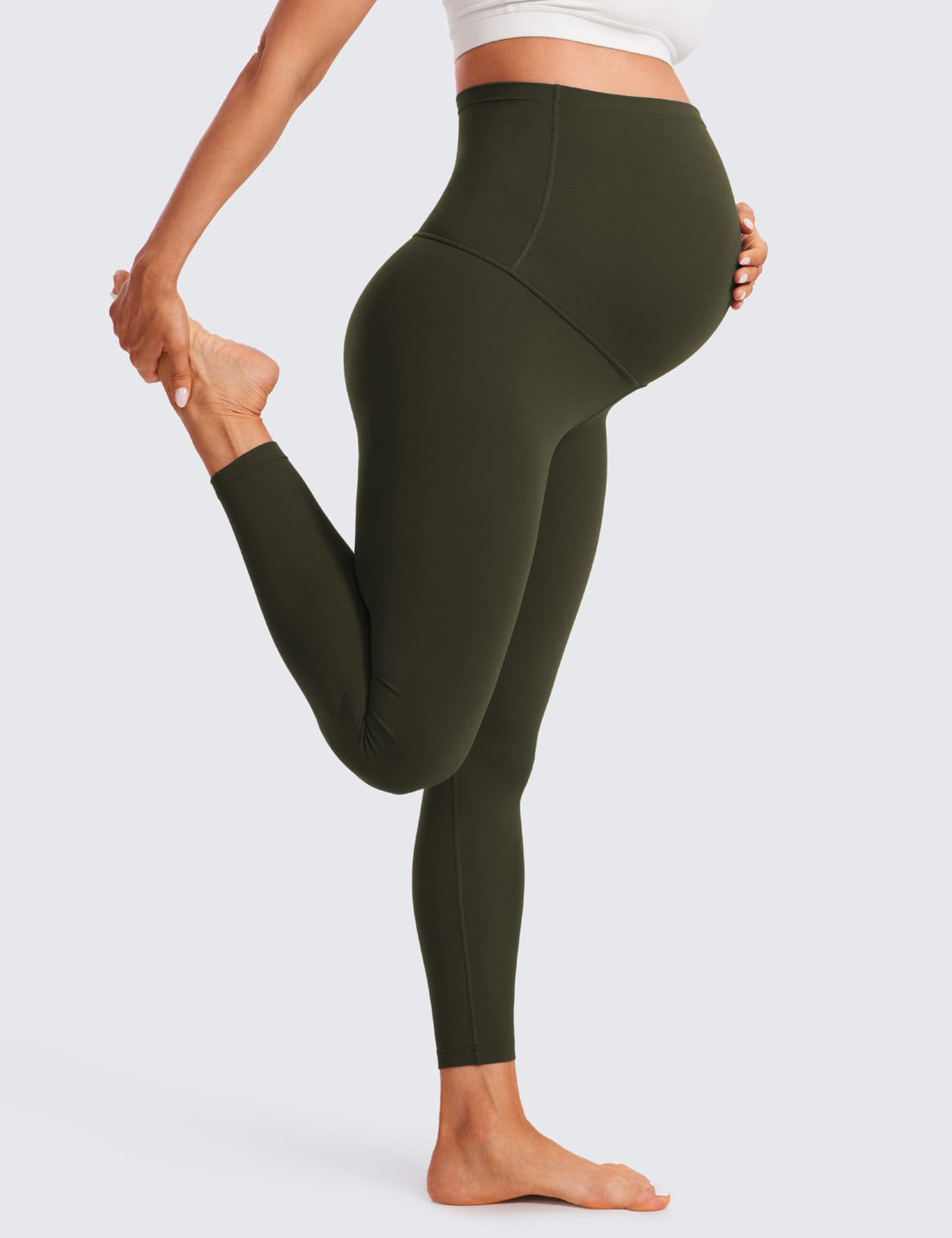 CRZ YOGA Maternity Leggings 25" | Butterluxe, Extremely Soft, Gentle Compression, Yoga, Super High Rise, U-shaped Belly, Pregnancy and Postpartum