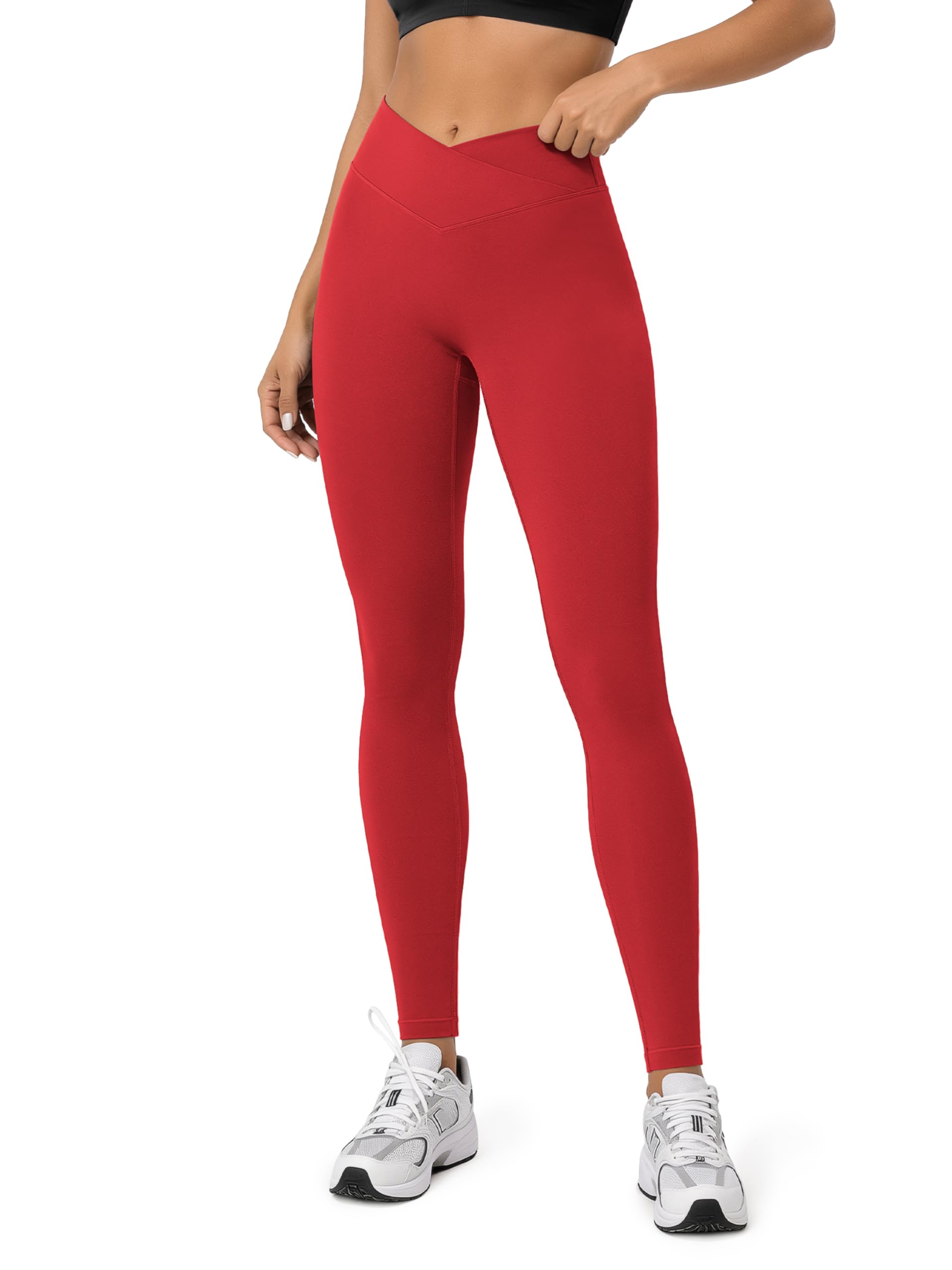 ODODOS Hidden Scrunch Butt Lifting Crossover Leggings for Women - 25" / 27" / 29" No Front Seam High Waist Yoga Pants