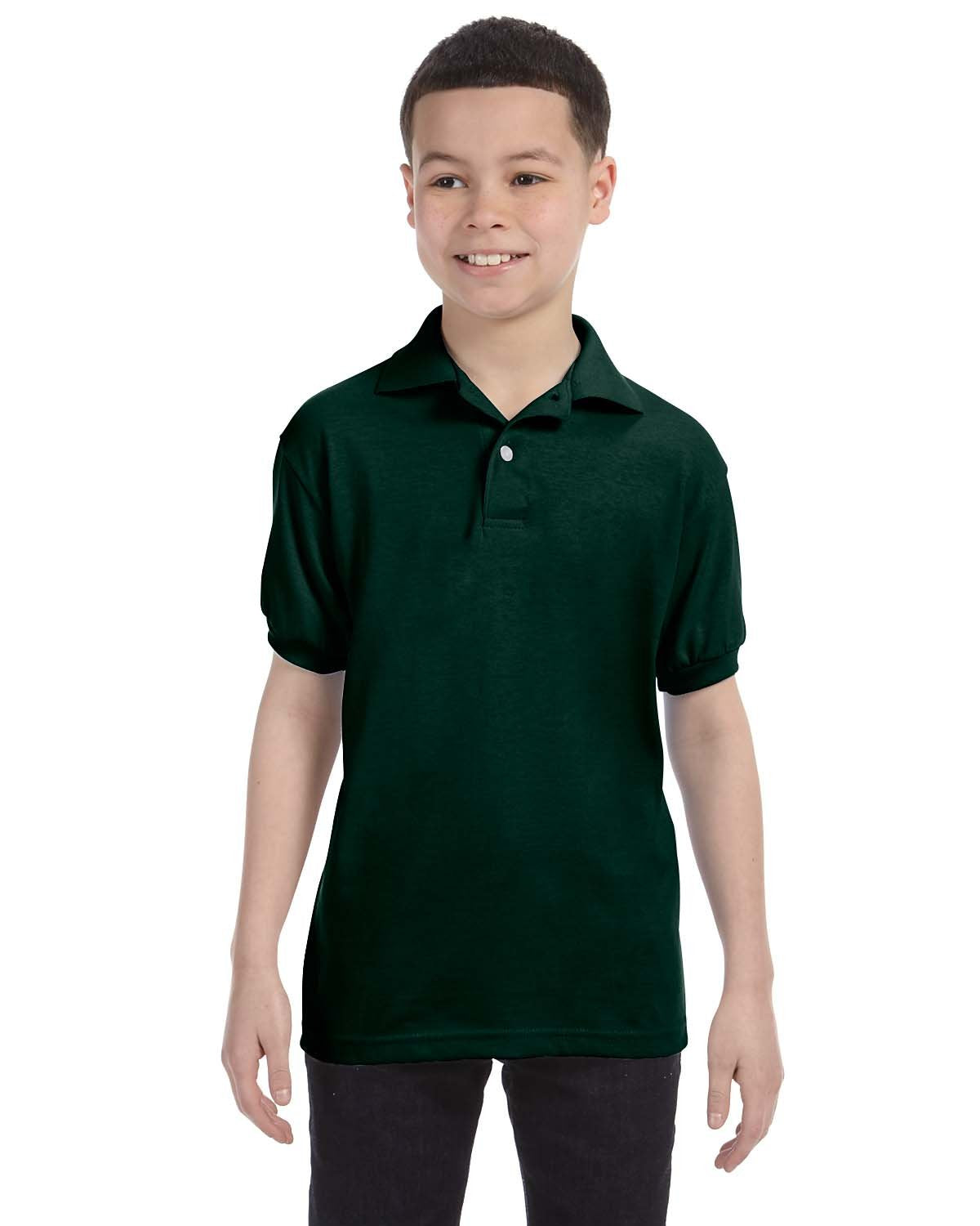 Hanes Boys' Short Sleeve Eco Smart Jersey Polo