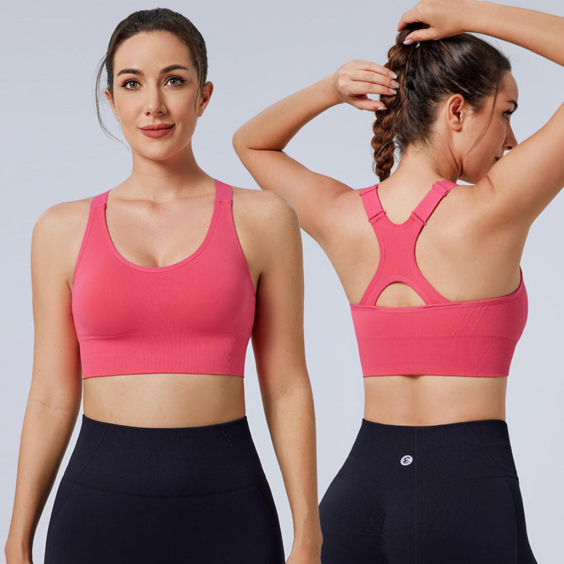 Evercute High Impact Sports Bras for Women 3/4/5 Pack, Adjustable Straps Padded Supportive Seamless Racerback Running Bras