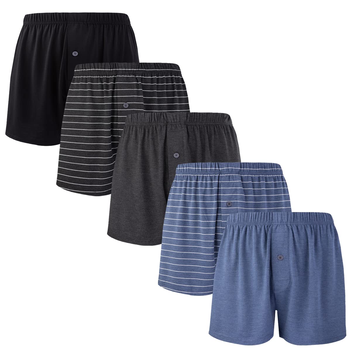 BAMBOO COOL Mens Boxers Short Classic Fit Soft Casual Underwear Loose Breathable Boxer Shorts for Men