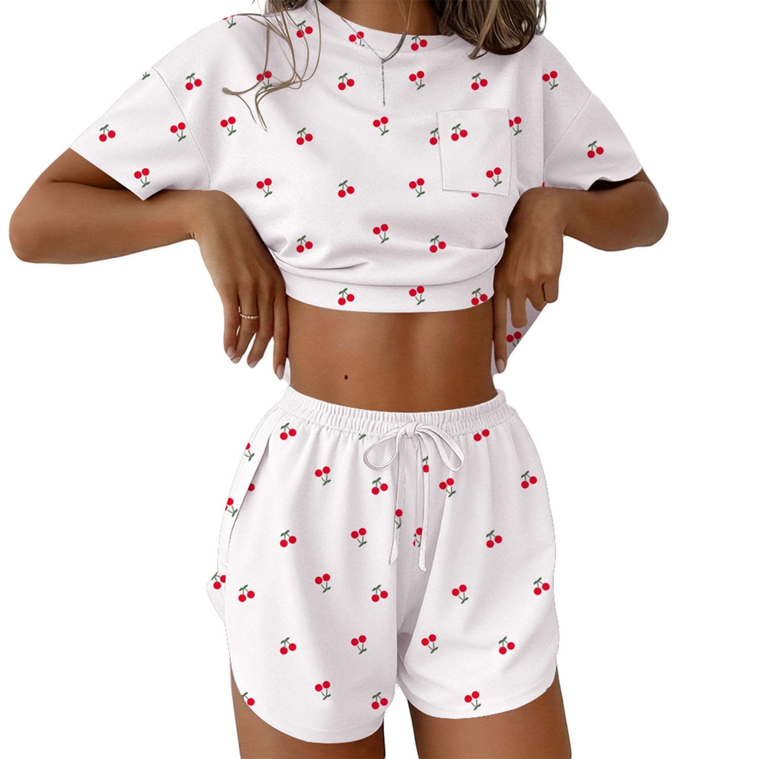Ekouaer Womens Pajama Sets Sexy Lounge Sets Side Split Short Pj Sets
