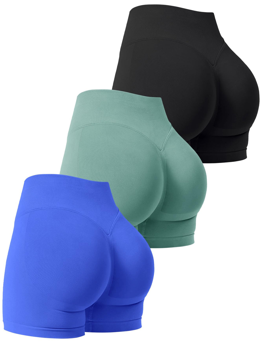 3 Pack Workout Gym Shorts Women Scrunch Butt Lifting Seamless High Waist Yoga Booty Shorts for Women