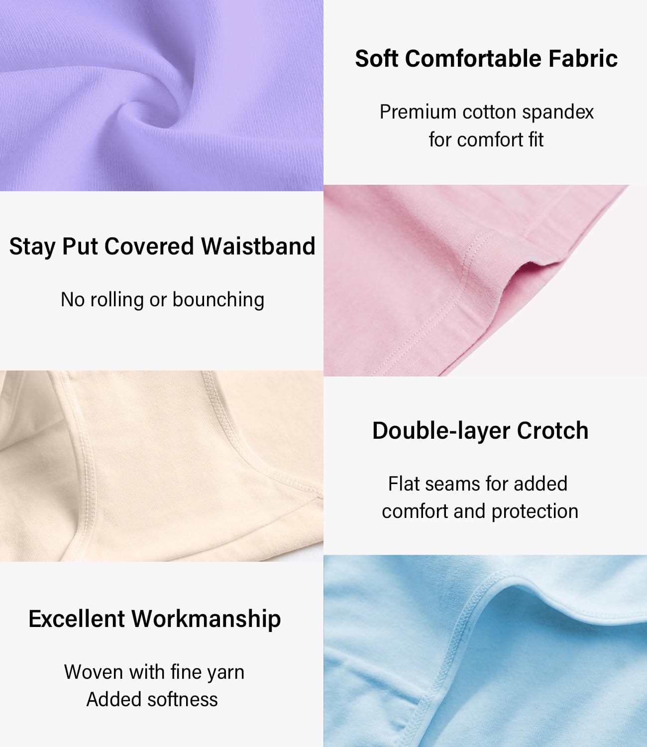 wirarpa Women's Cotton Underwear Full Coverage Cotton Briefs 5 Pack