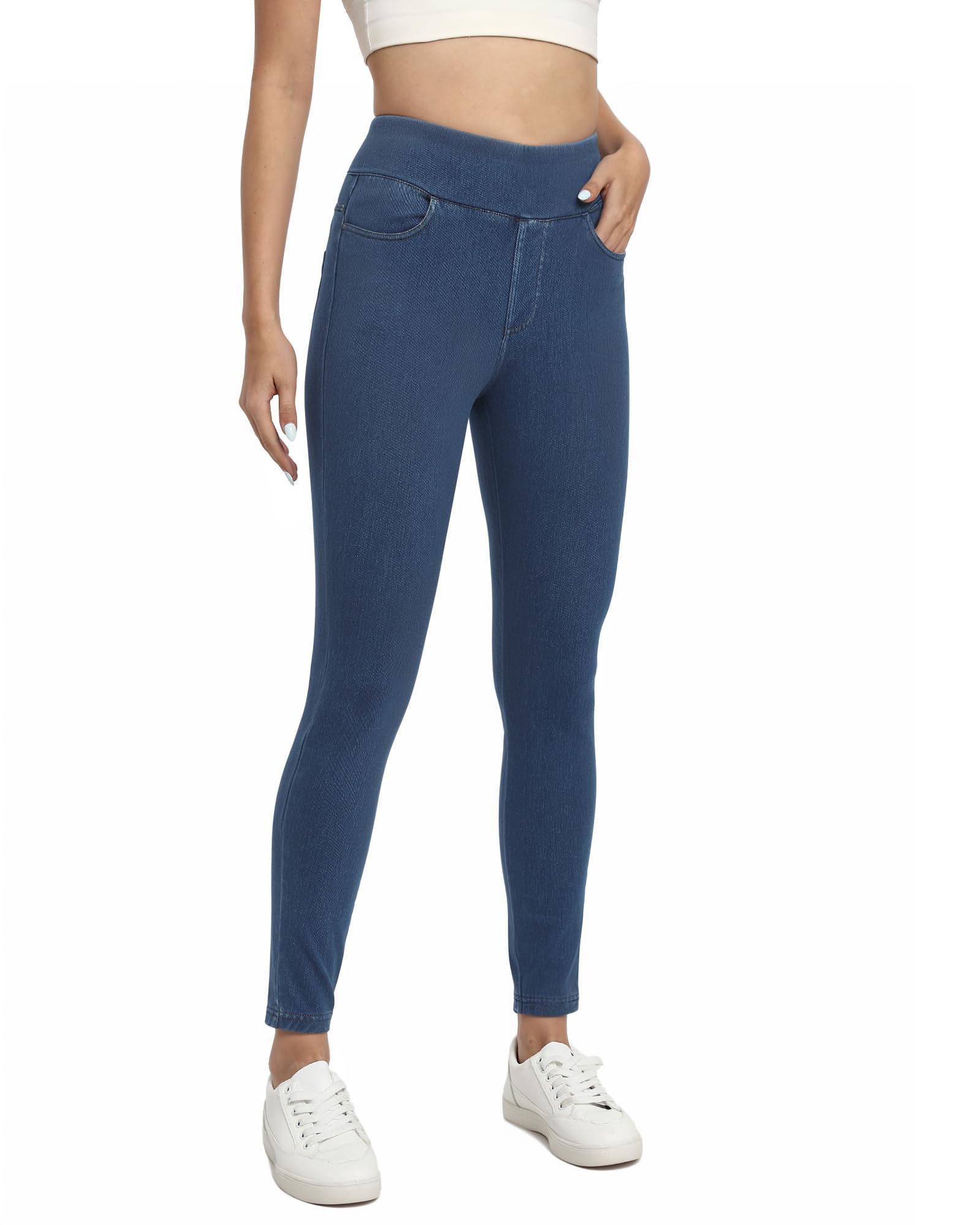 Jeggings for Women with Pockets Tummy Control Stretchy Skinny Jeans Pull On High Waisted Butt Lifting Denim Leggings