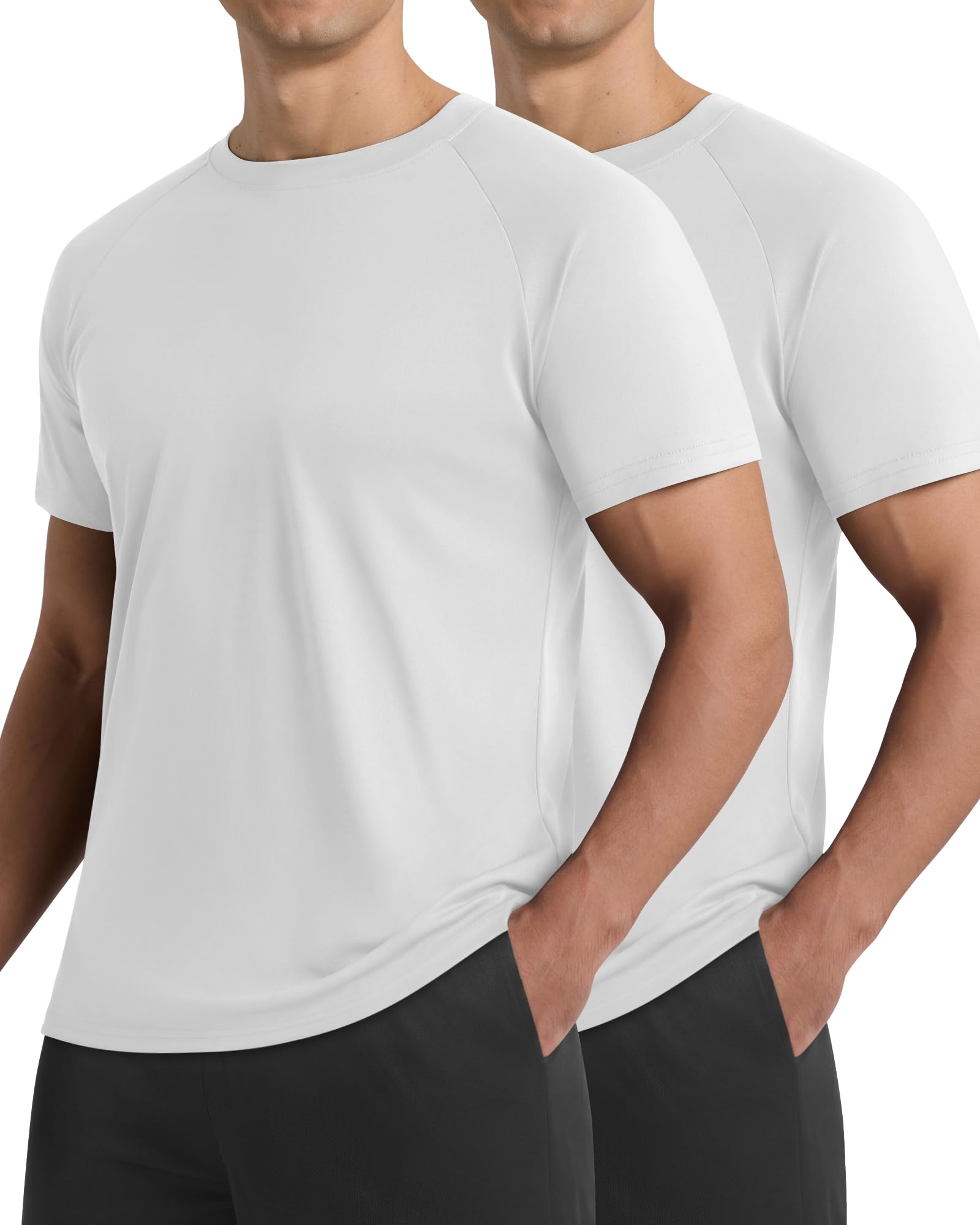 2 Pack Workout Shirts for Men - Casual Quick Dry Men's T-Shirts for Gym | Black Moisture Wicking Crew Neck Cooling Summer Short Sleeve Tees for Running Athletic