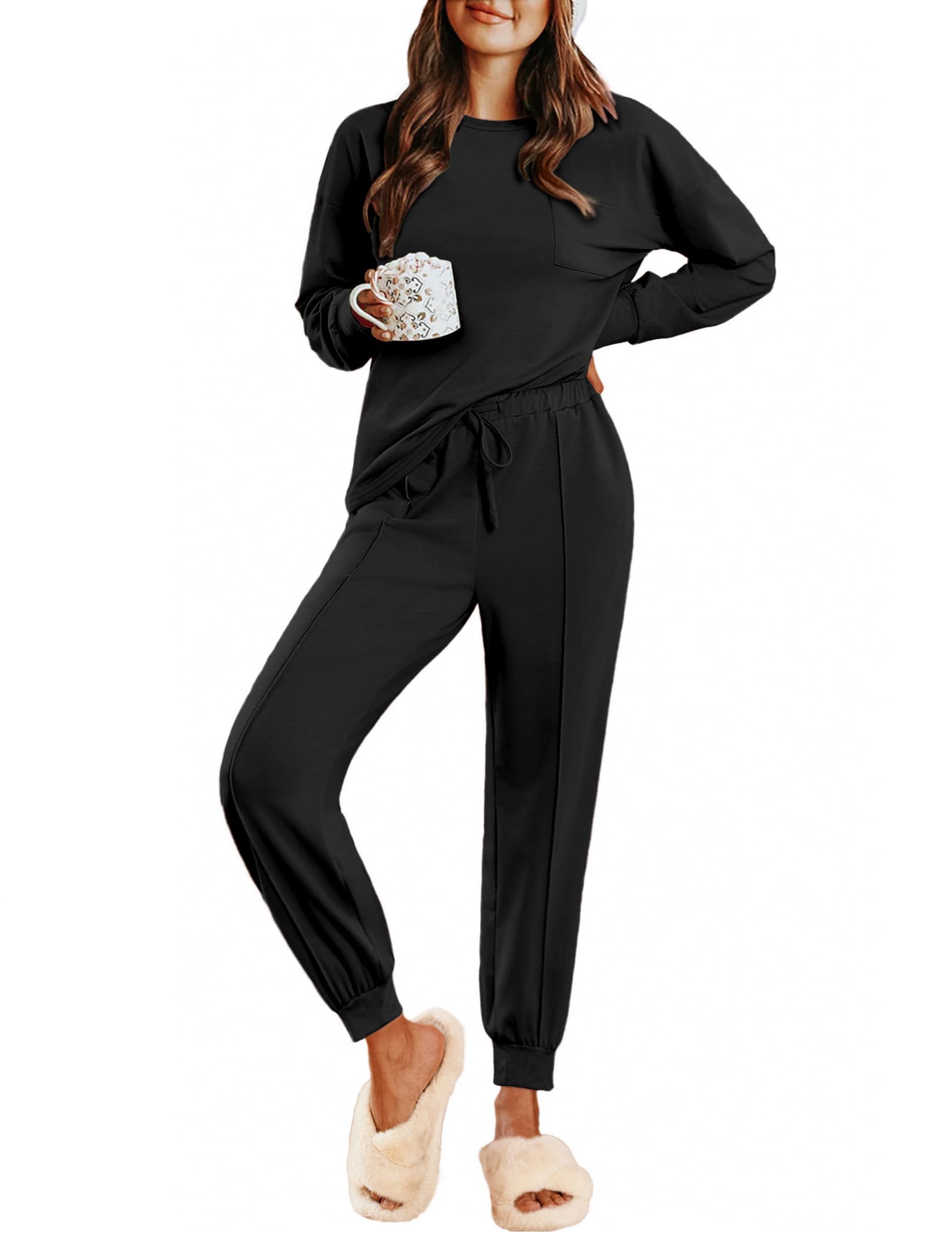 Ekouaer Lounge Sets for Women 2 Piece Jogger Pants Pajamas