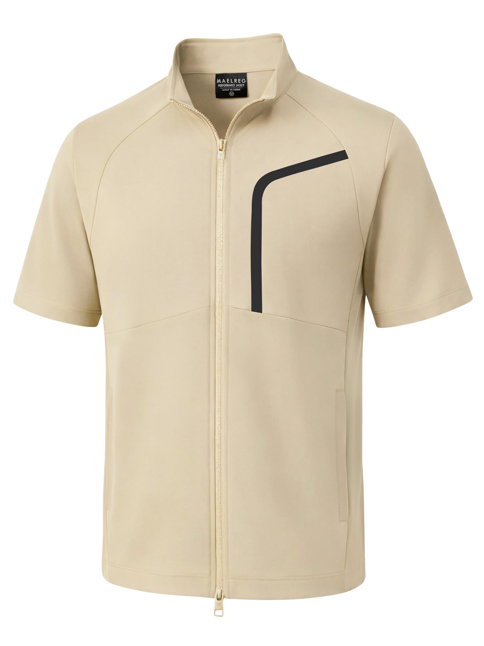 M MAELREG Short Sleeve Golf Jackets for Men with Full Zipper Lightweight UPF50+ Hiking Vests For Men with Button Pockets