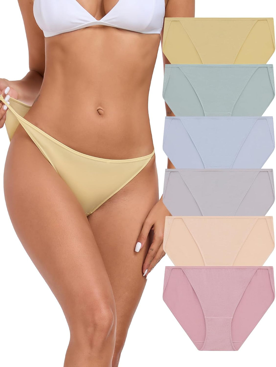 ANLIQI Women’s High Cut String Bikini Underwear Soft Modal Low Rise No Show Panties Plus Size Bikini Panties Multi Pack