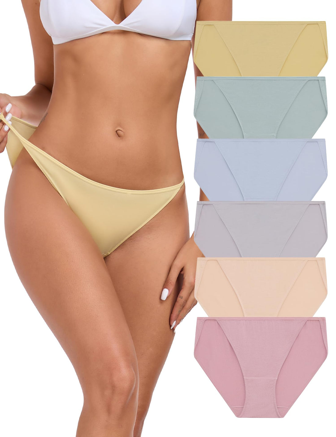 ANLIQI Women’s High Cut String Bikini Underwear Soft Modal Low Rise No Show Panties Plus Size Bikini Panties Multi Pack